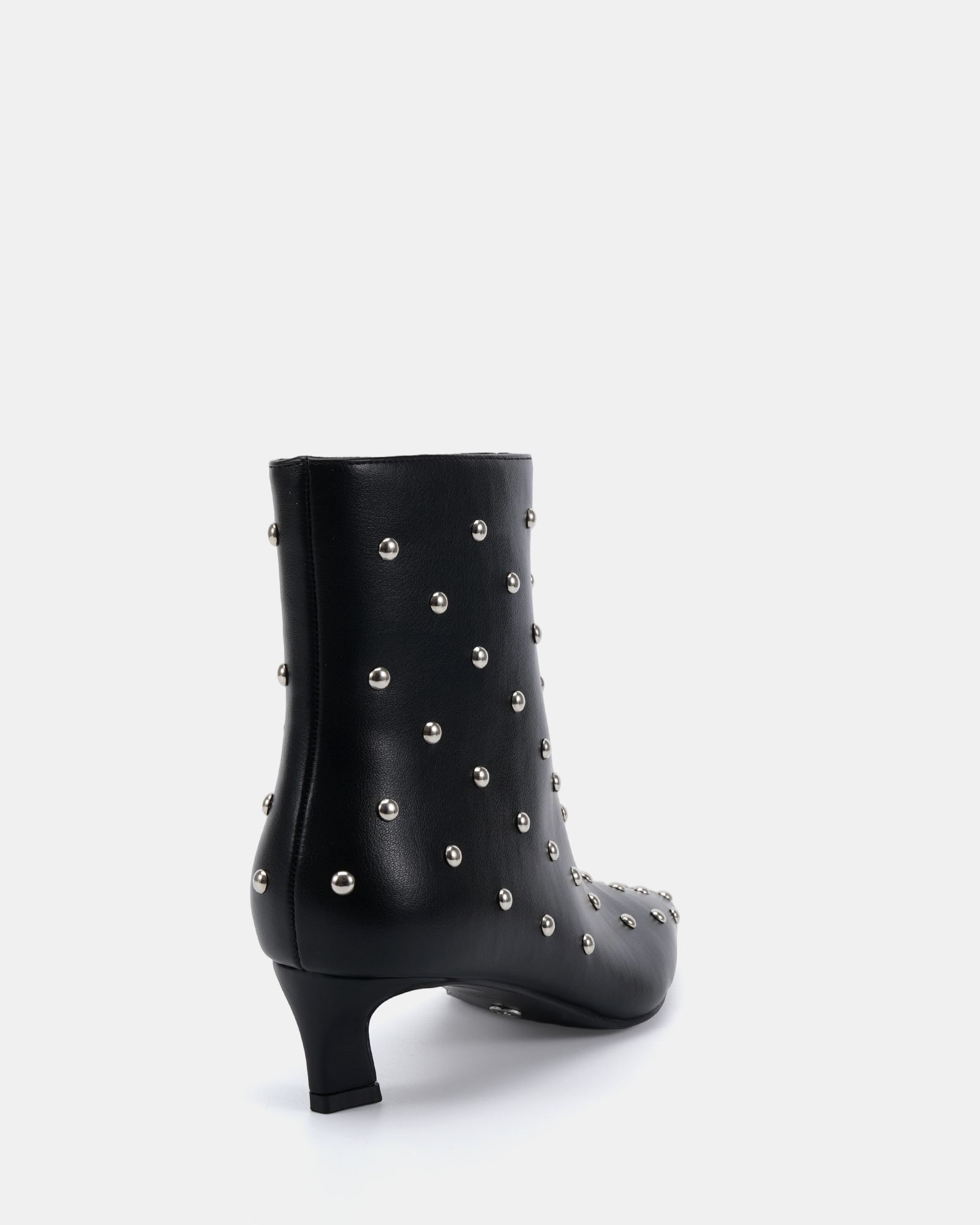 Wide Fit Kiki Black Studded Low Heel Ankle Boot
