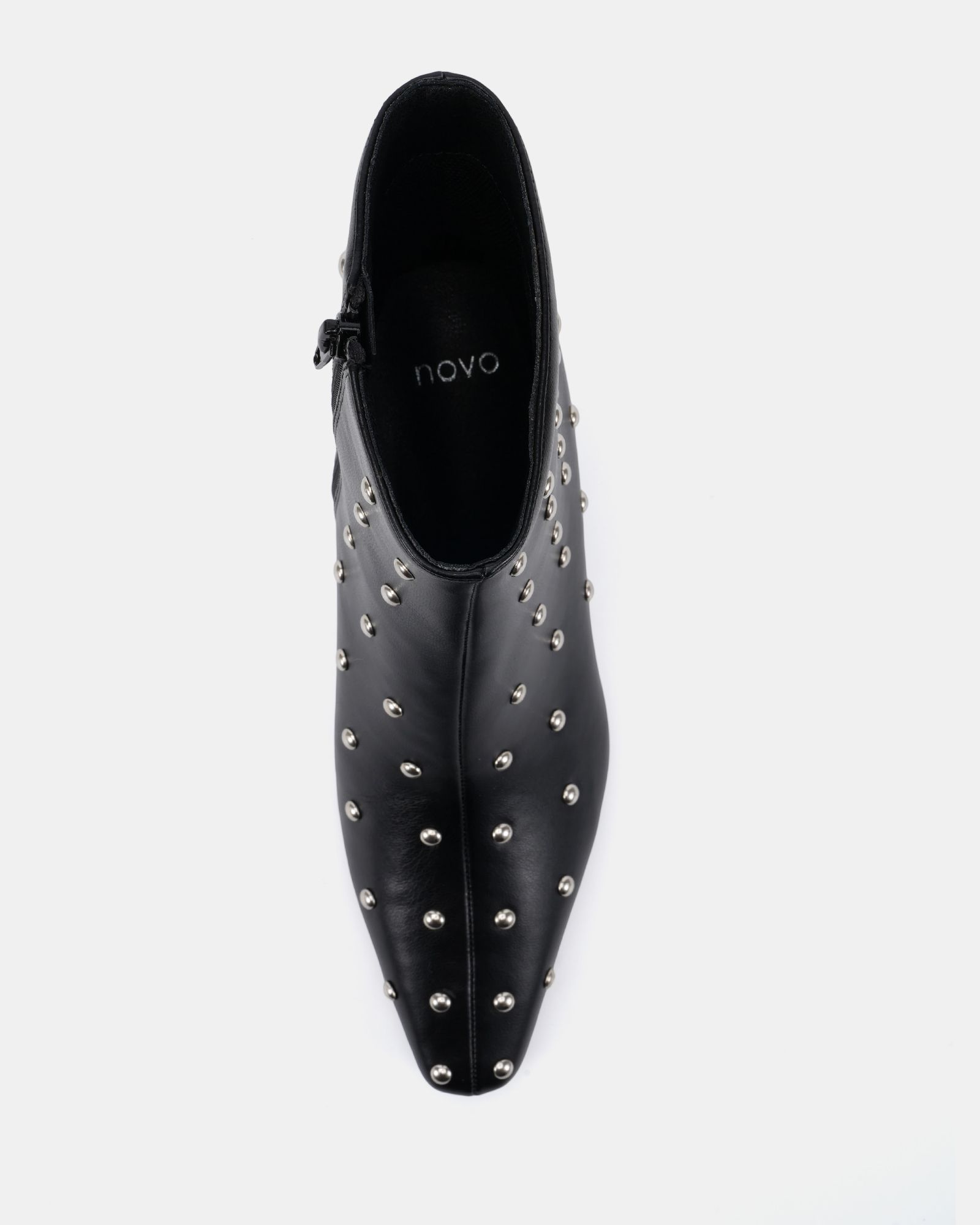 Kiki Black Studded Low Heel Ankle Boot