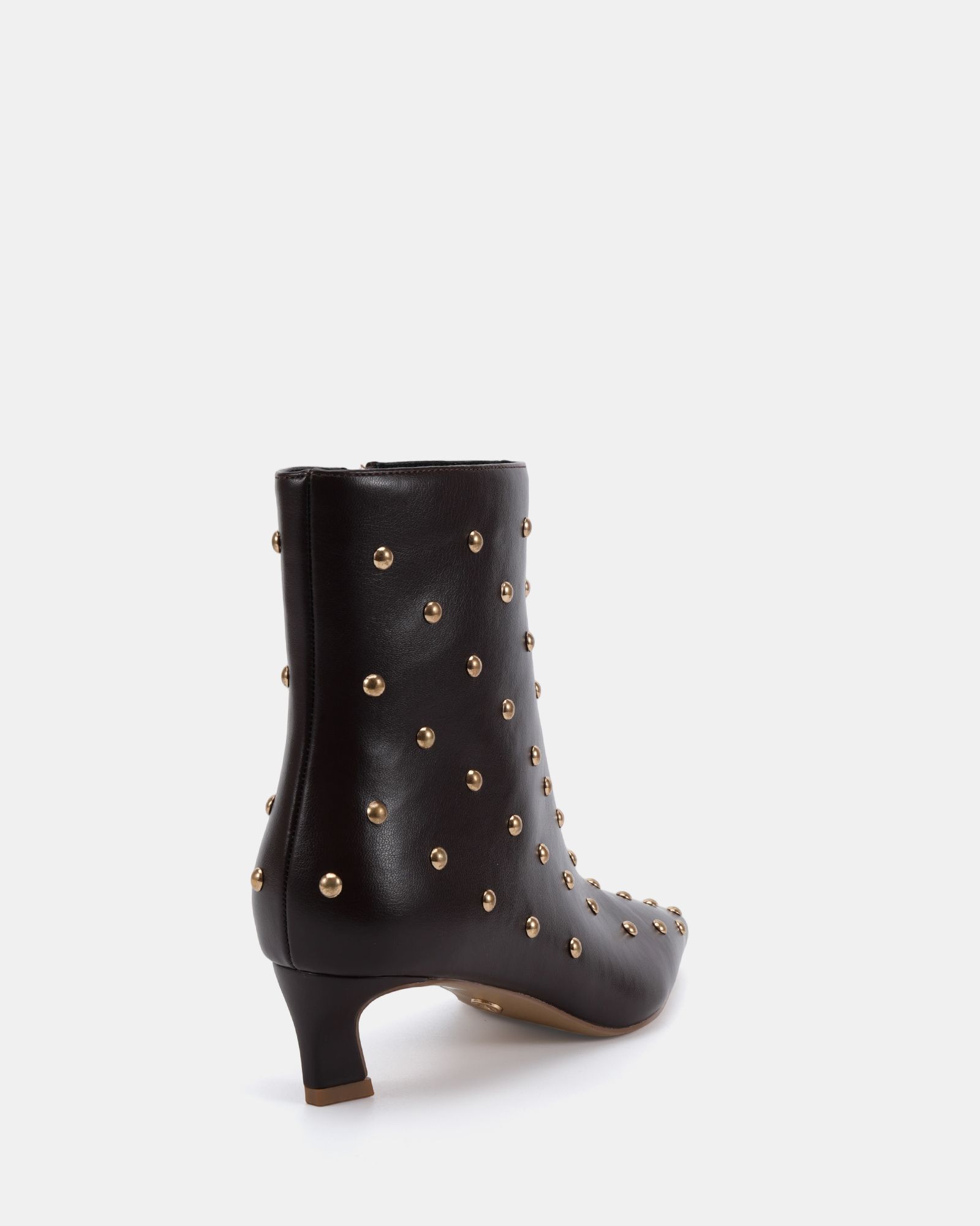 Kiki Brown Studded Low Heel Ankle Boot