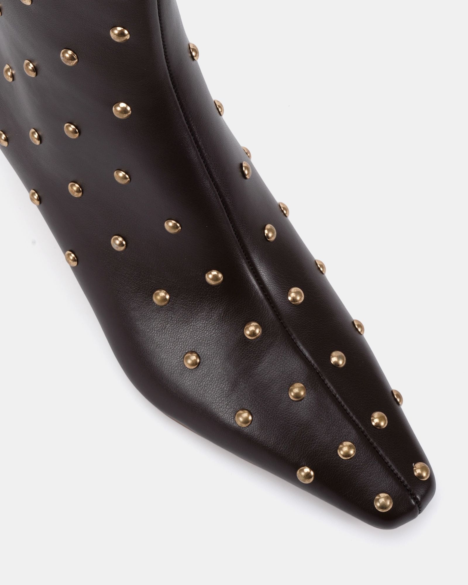 Wide Fit Kiki Brown Studded Low Heel Ankle Boot