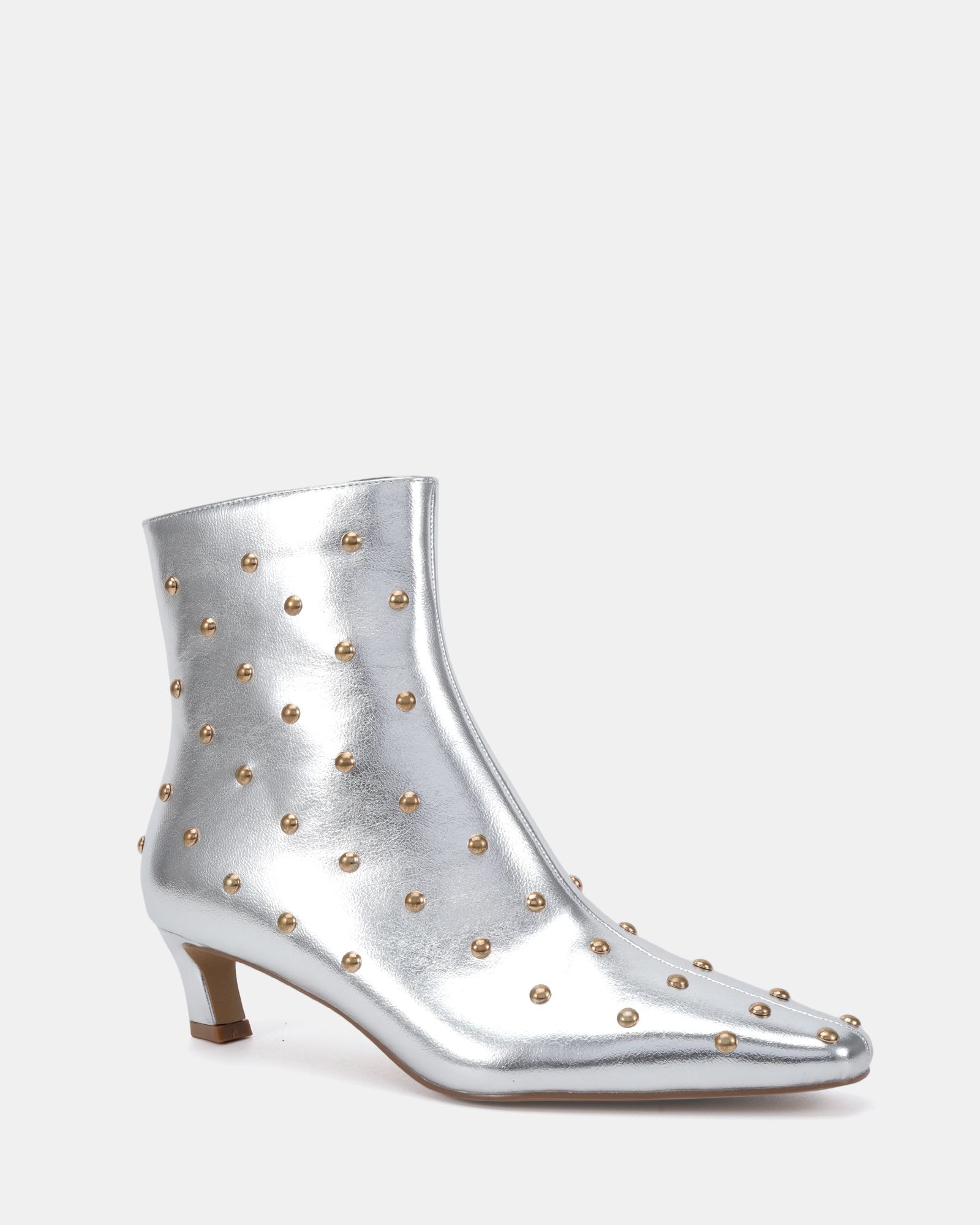 Kiki Silver Studded Low Heel Ankle Boot