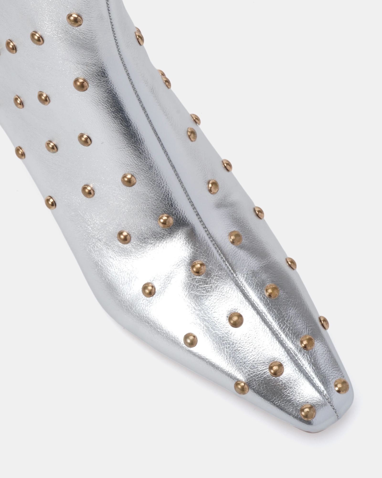 Kiki Silver Studded Low Heel Ankle Boot