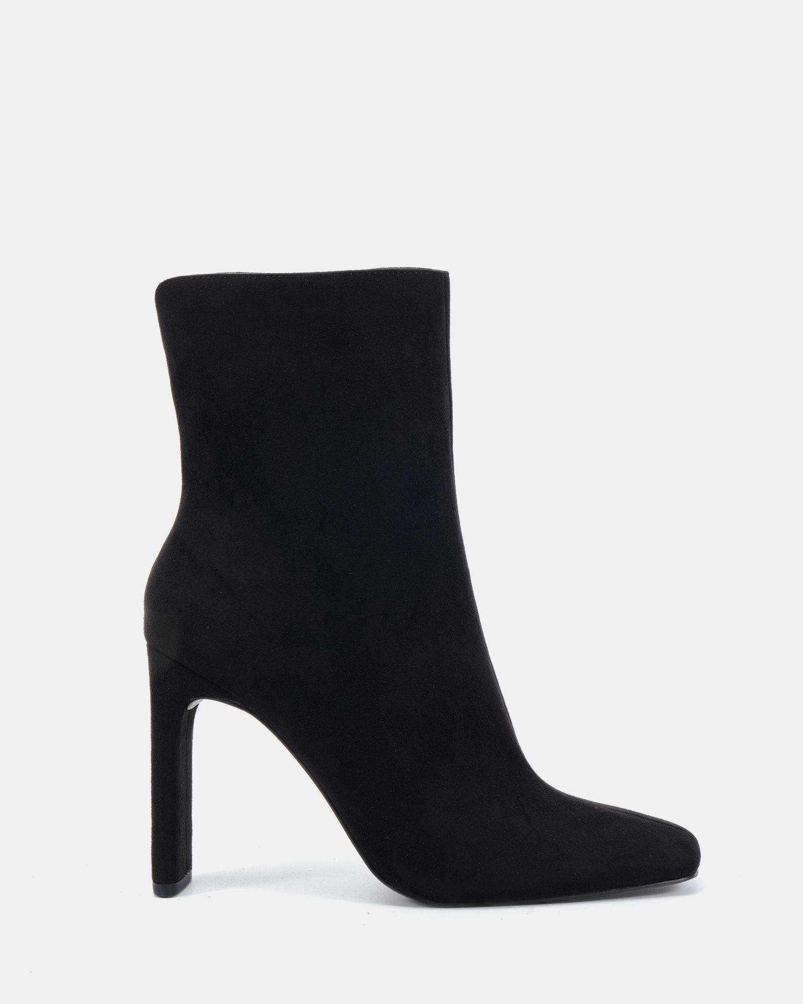 KIRA Black Slim High Block Heel Square Toe Ankle Boot