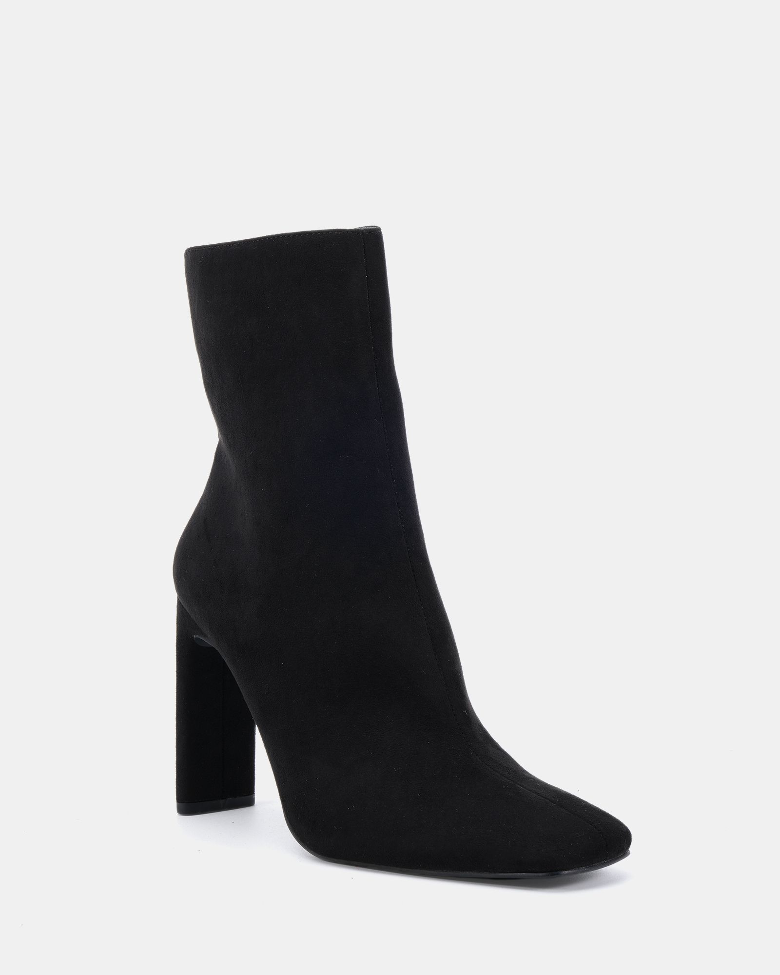 WIDE FIT KIRA Black Slim High Block Heel Square Toe Ankle Boo