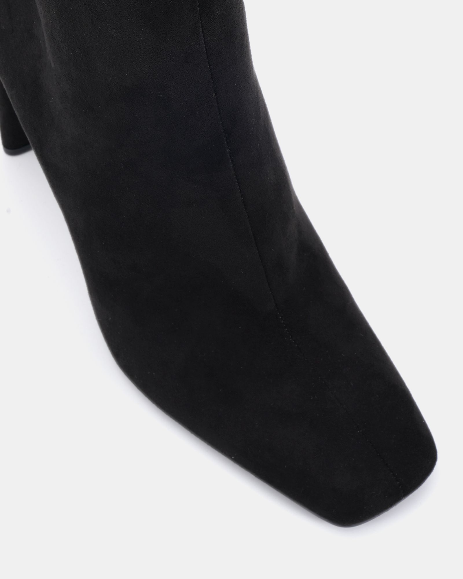 WIDE FIT KIRA Black Slim High Block Heel Square Toe Ankle Boo