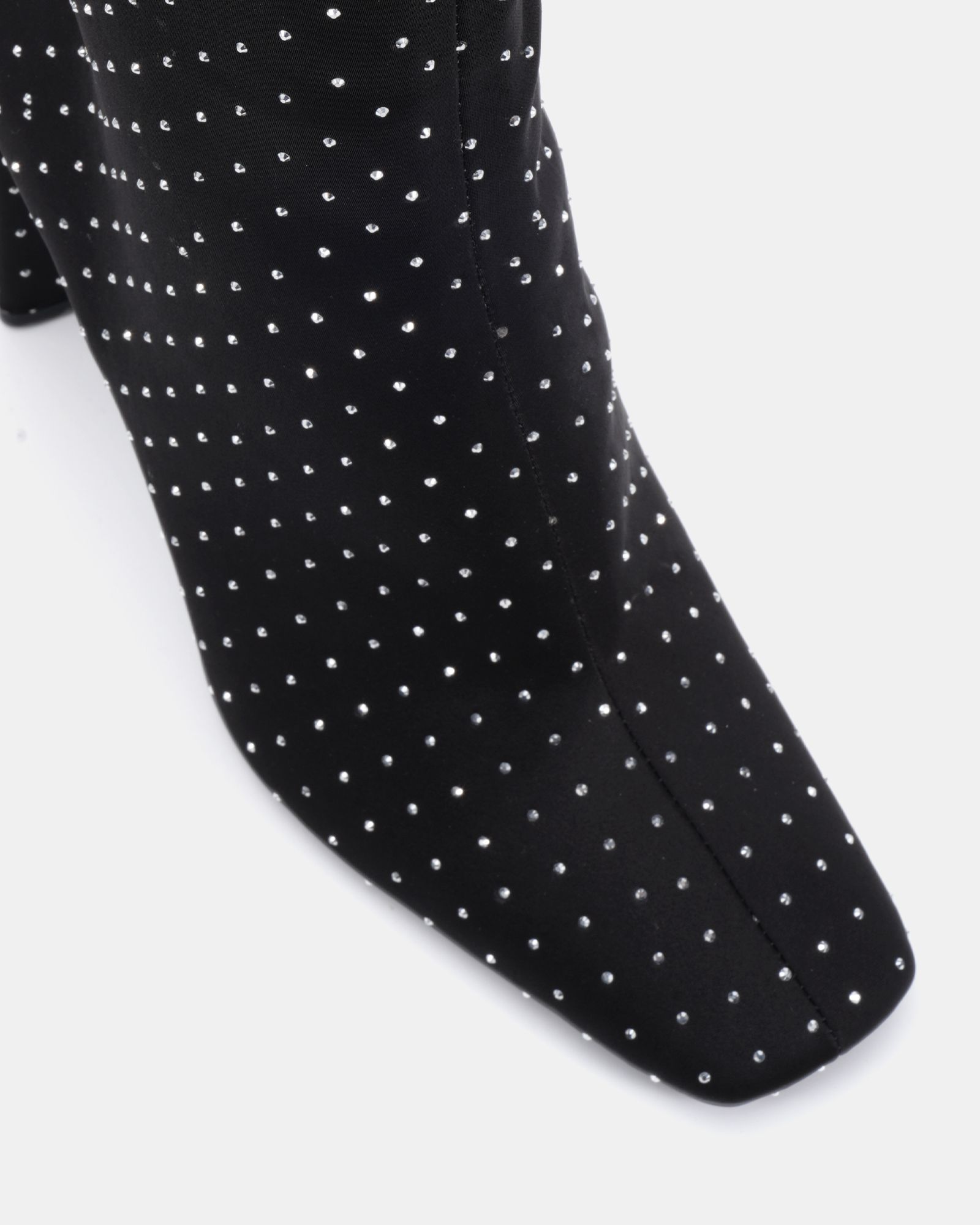 KIRA Black Stud Slim High Block Heel Square Toe Ankle Boot