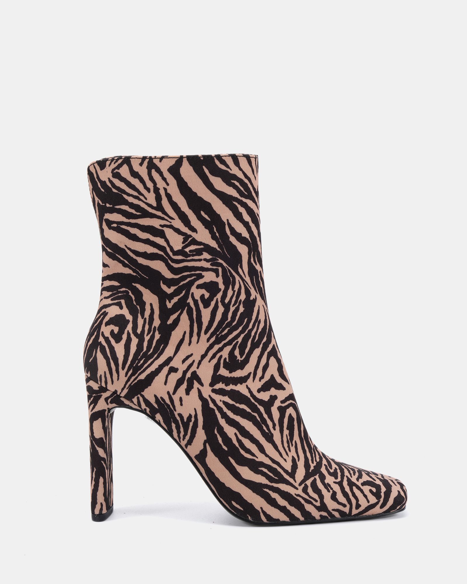 WIDE FIT KIRA Tiger Slim High Block Heel Square Toe Ankle Boo