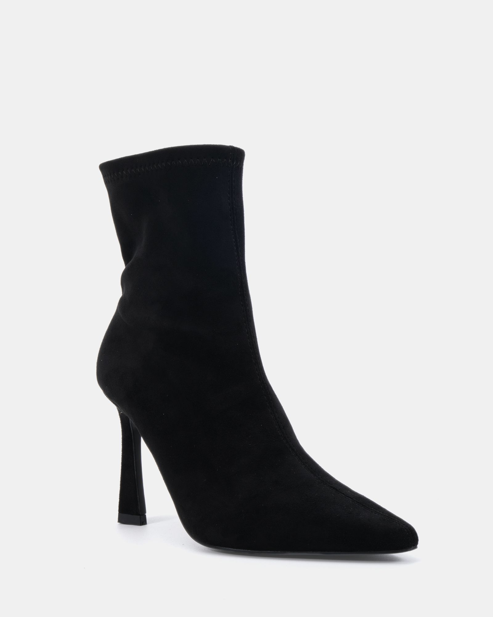 Kiss Black Point Toe Stiletto Stretch Ankle Boot