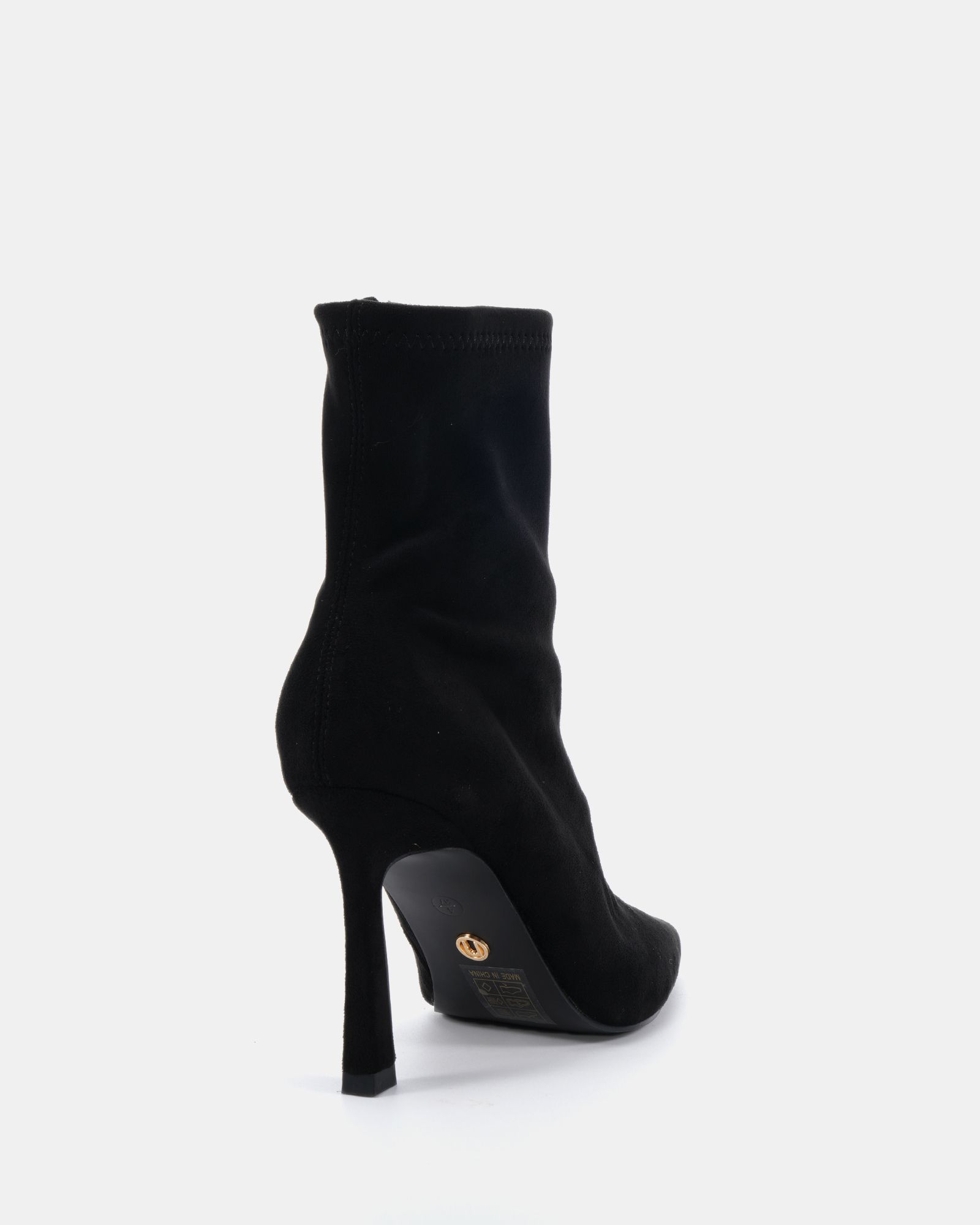 Kiss Black Point Toe Stiletto Stretch Ankle Boot