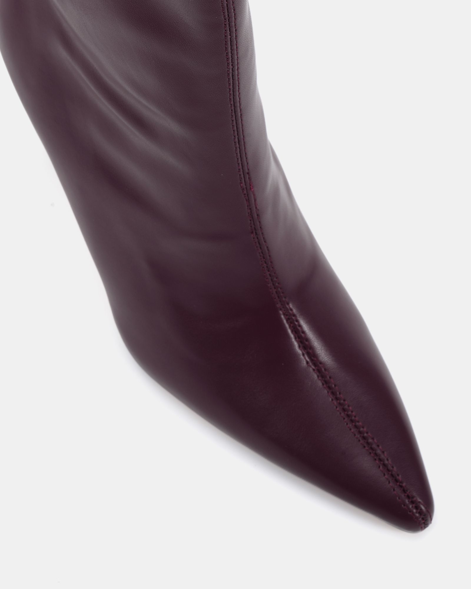 Wide Fit Kiss Burgundy Point Toe Stiletto Stretch Ankle Boot