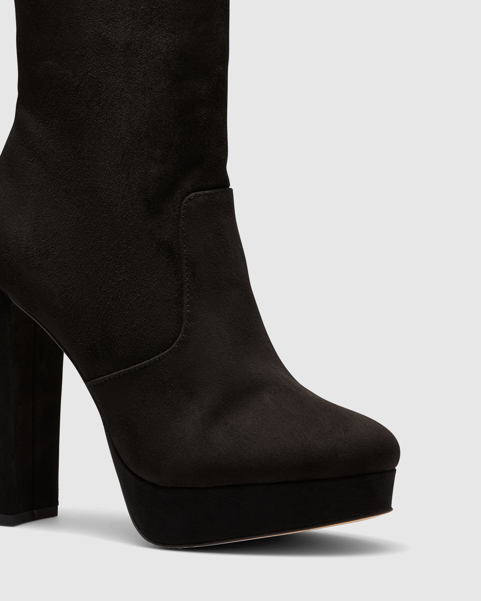 Kiwi Black Block Heel Platform Ankle Boot