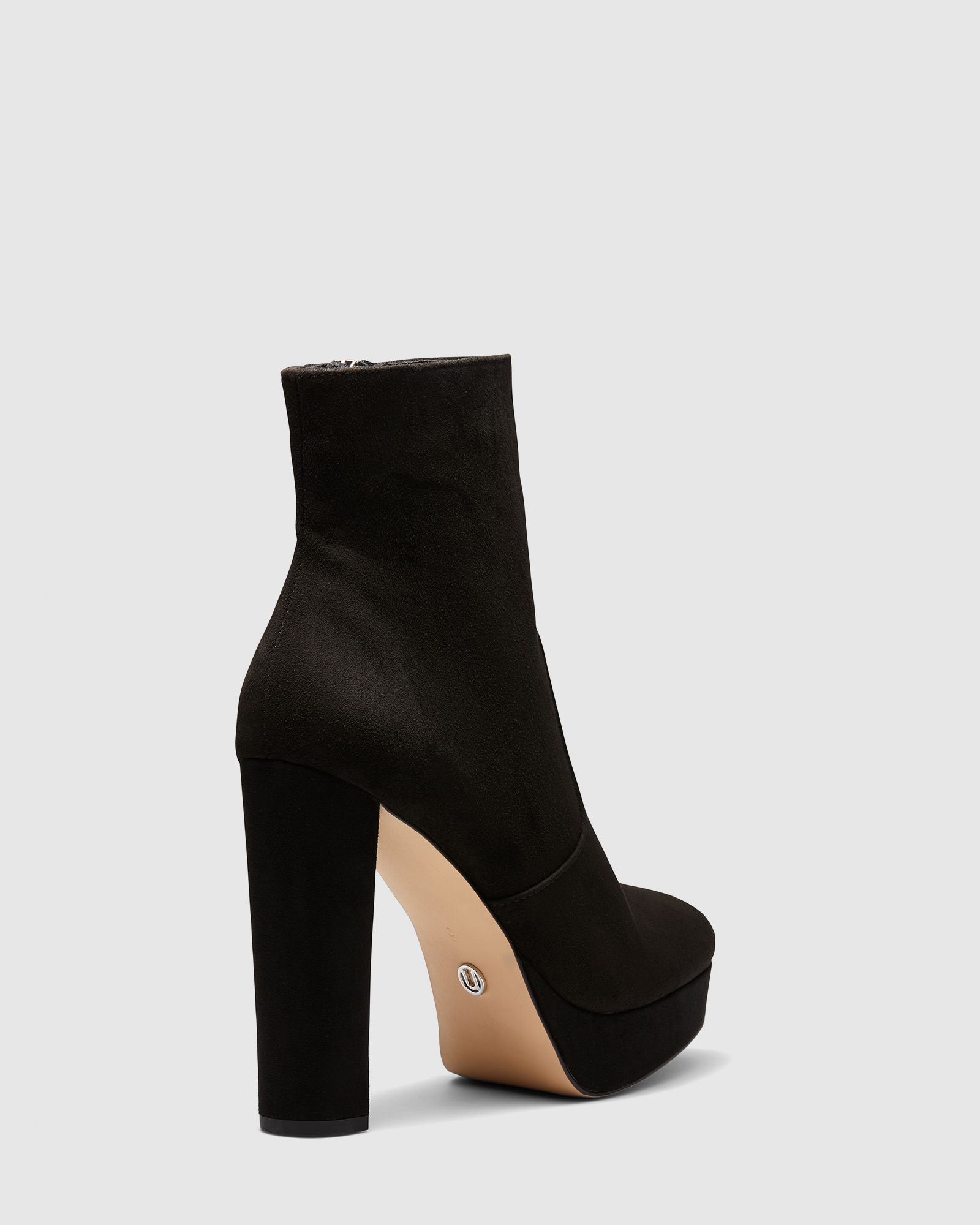 Kiwi Black Block Heel Platform Ankle Boot