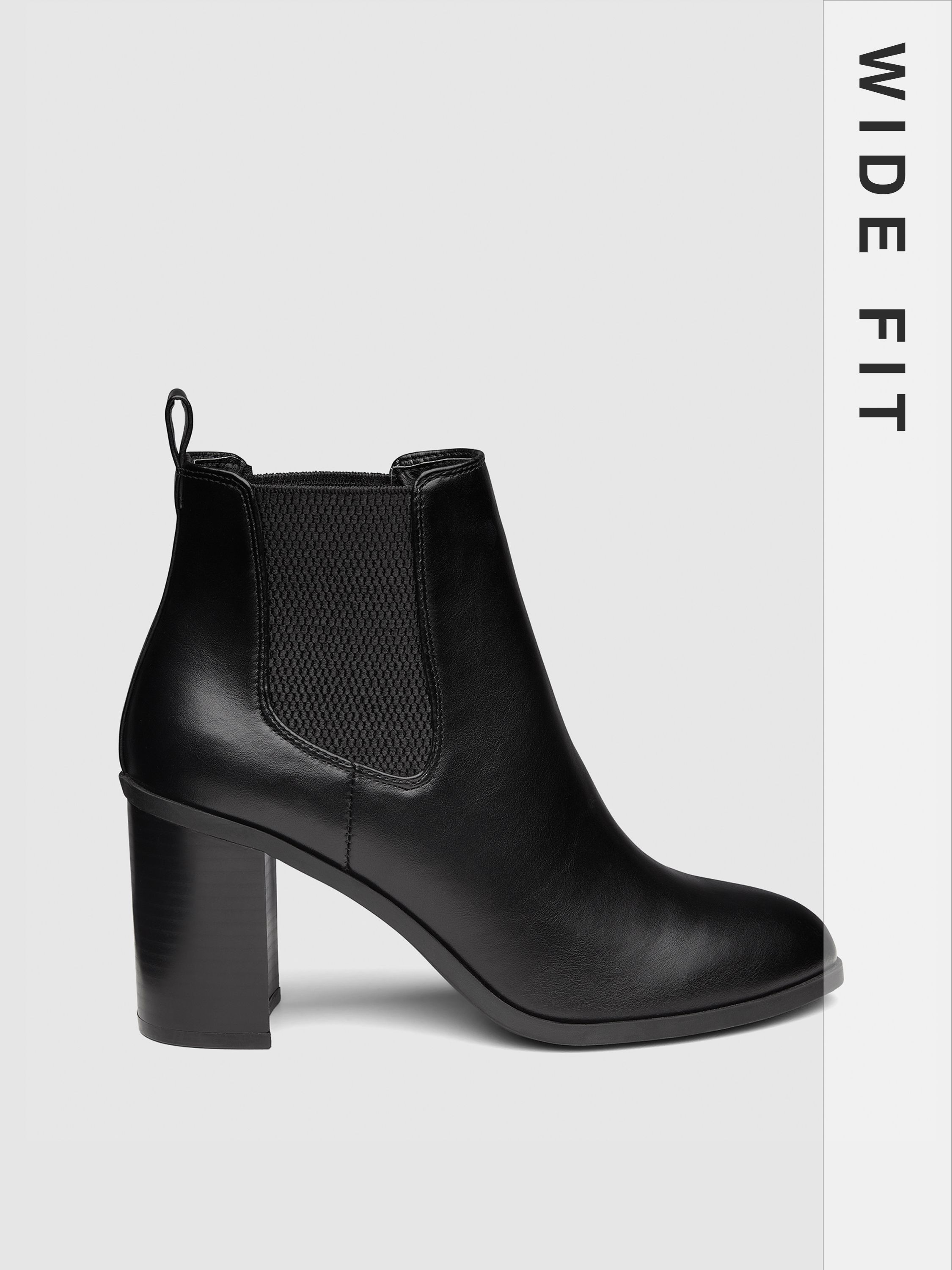 Wide Fit Kristeenie Black Block Heel Chelsea Boot