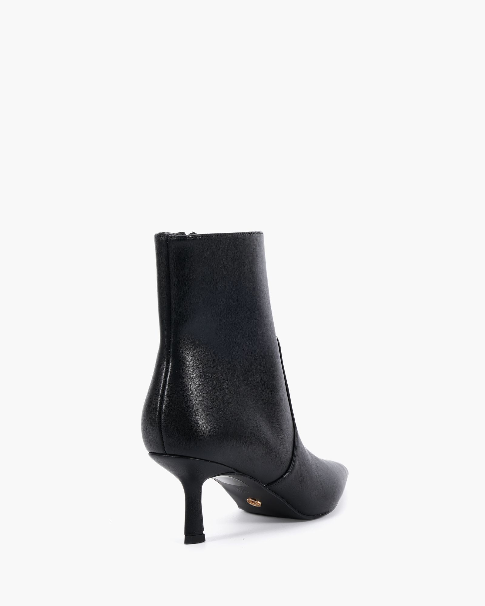 WIDE FIT KYLIE Black Mid Stiletto Heel Point Ankle Boot