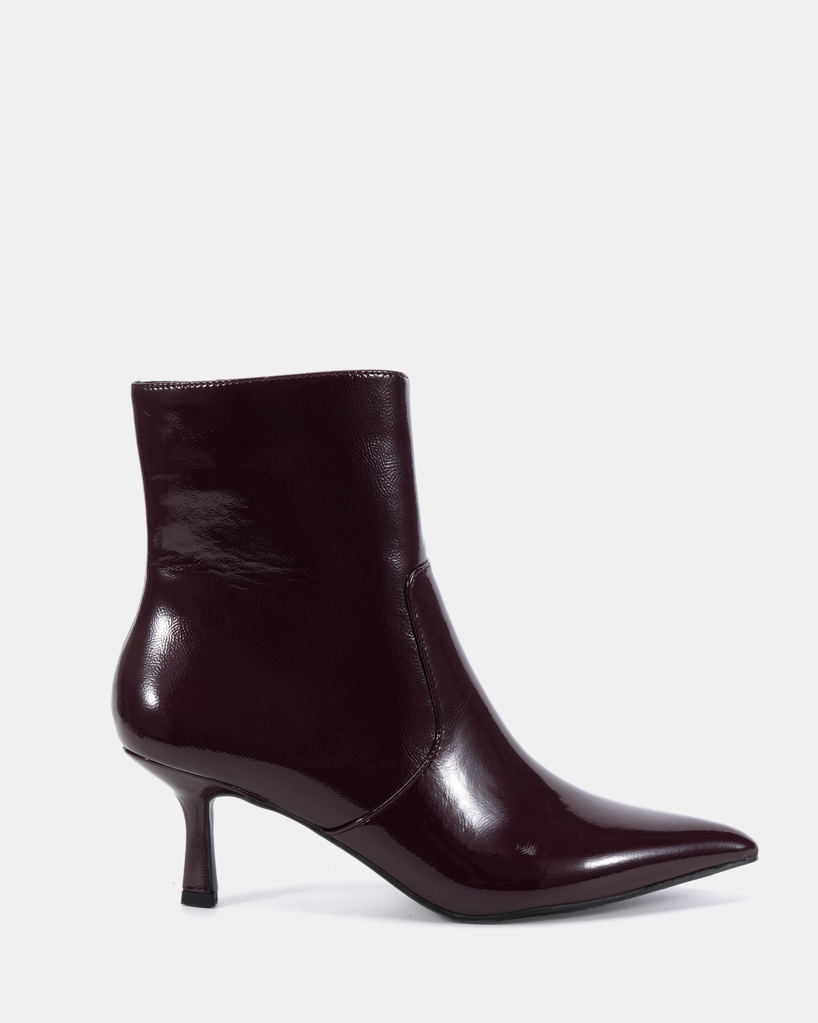KYLIE Burgundy Mid Stiletto Heel Point Ankle Boot