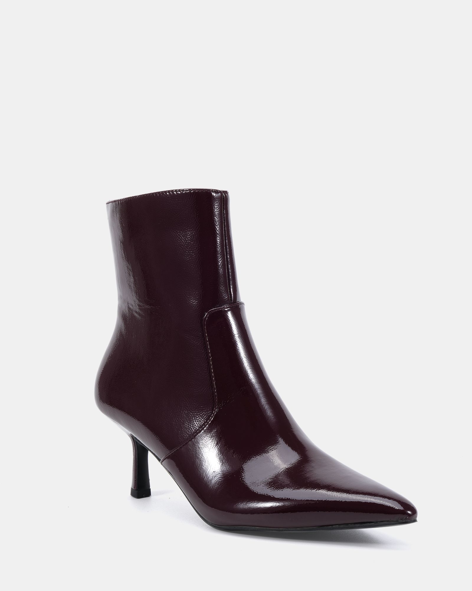 KYLIE Burgundy Mid Stiletto Heel Point Ankle Boot