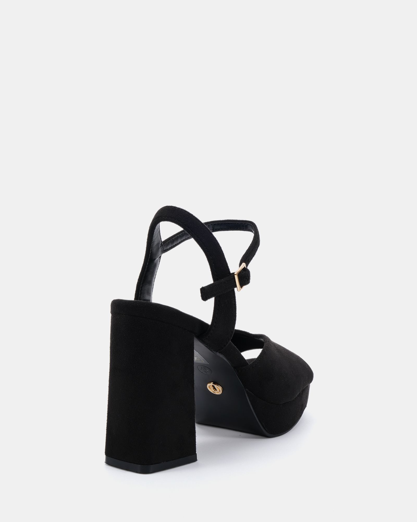 WIDE FIT LAYLA Black Platform Heeled Sandal