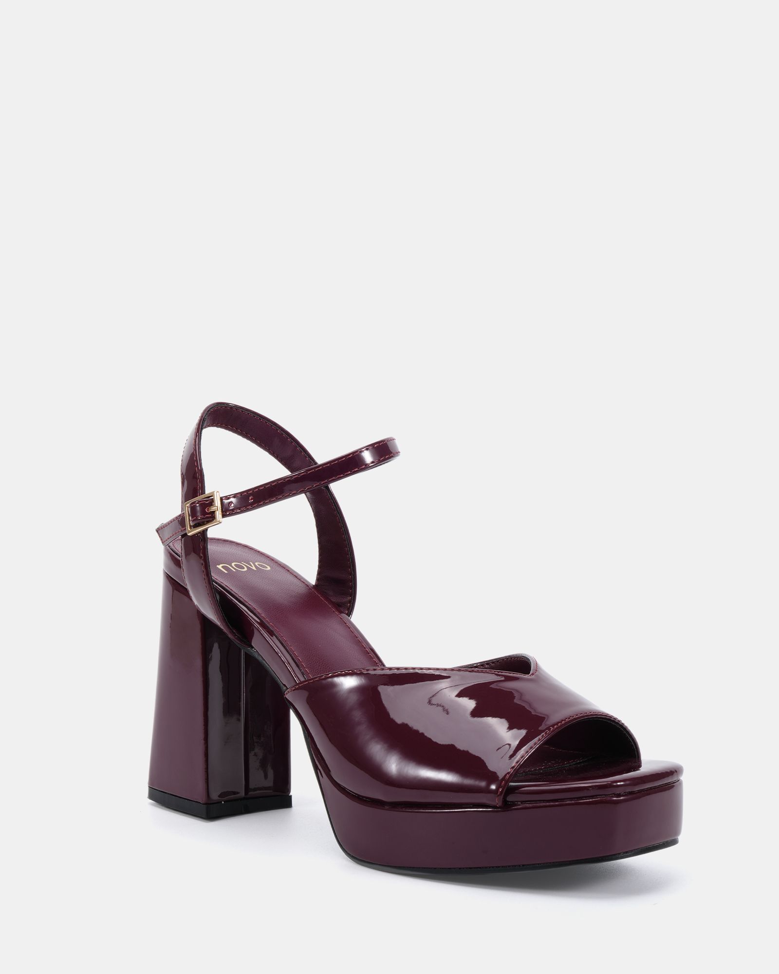 LAYLA Burgundy Platform Heeled Sandal