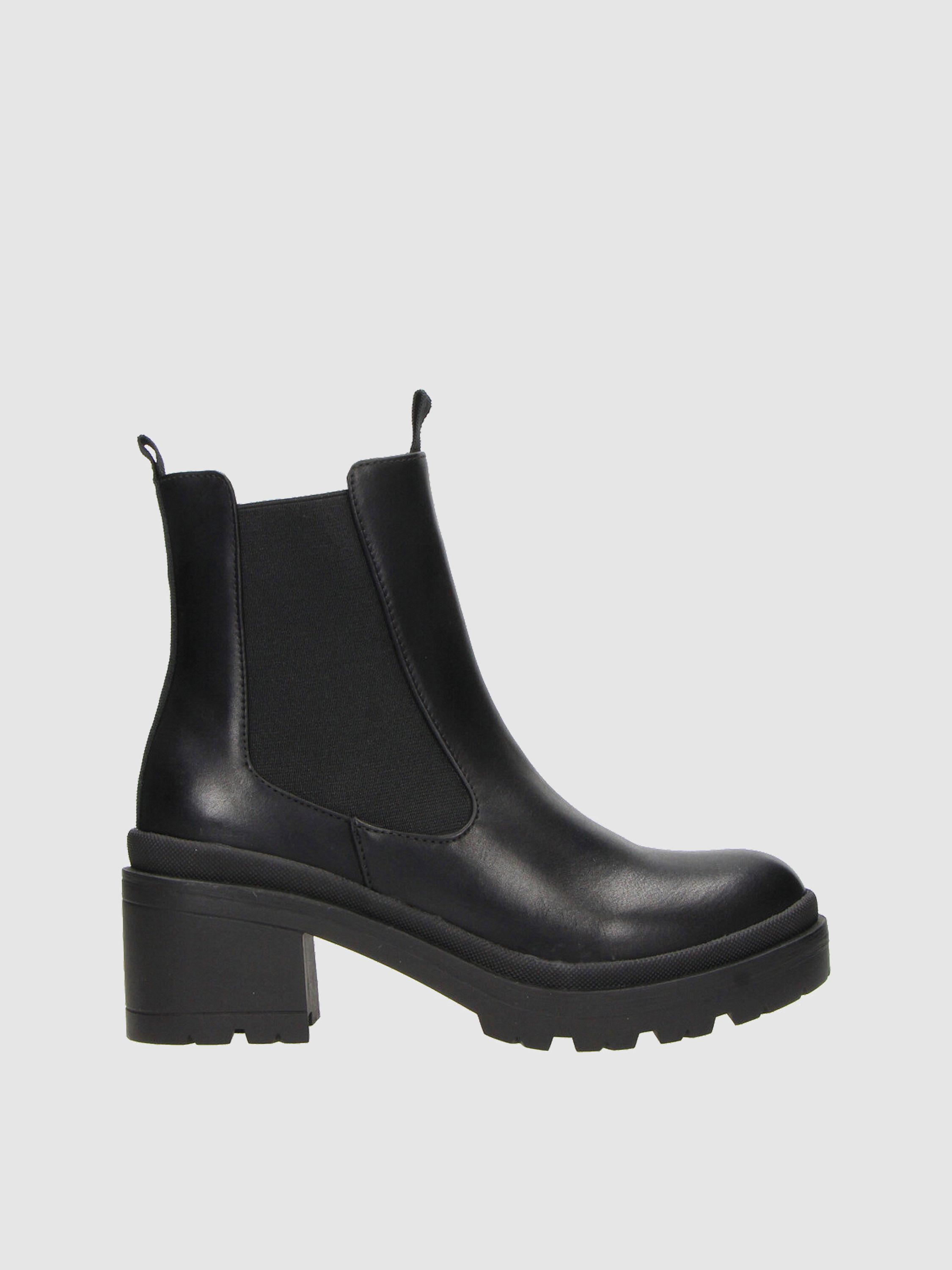 Lila Black Mid Heel Chelsea Ankle Boot