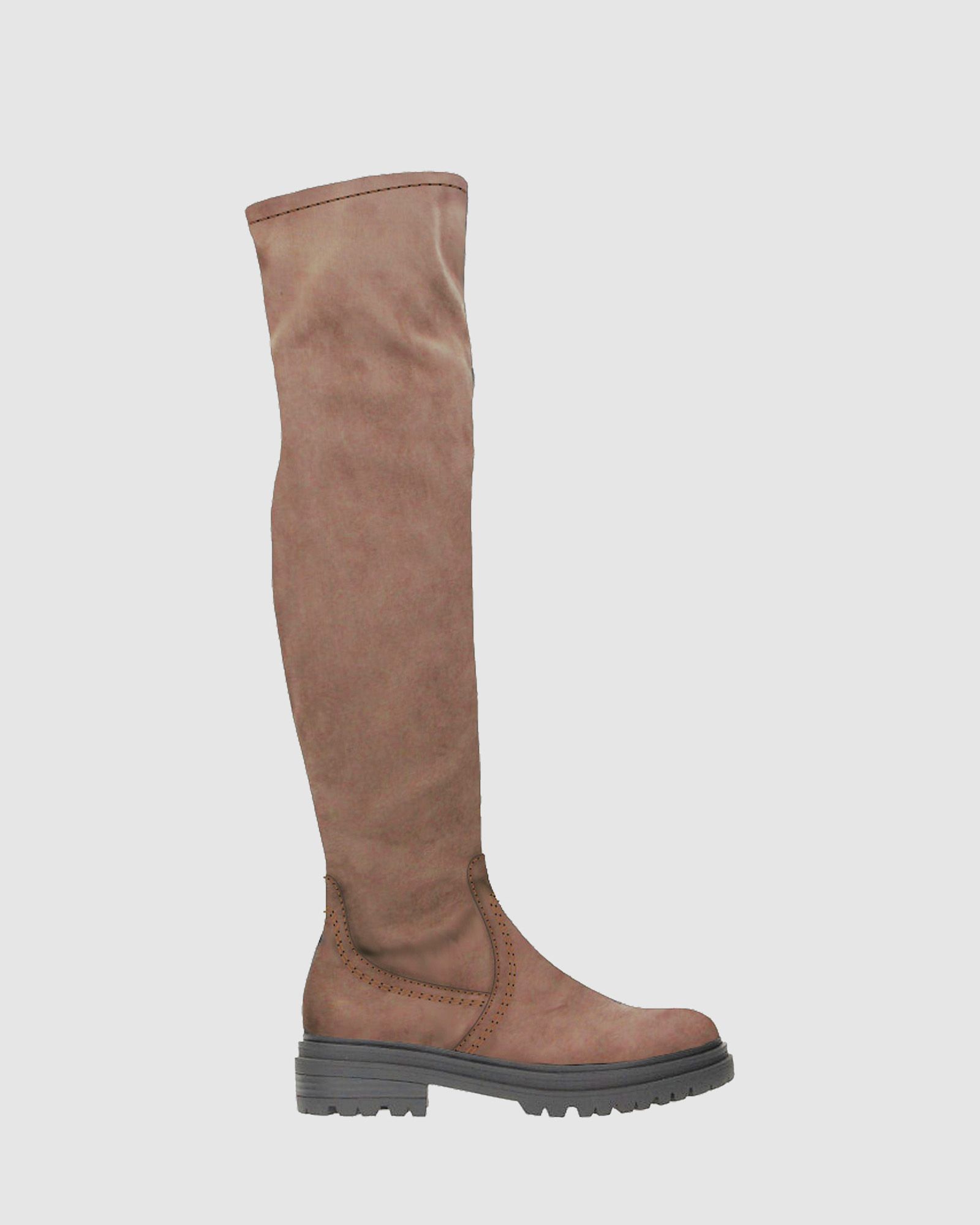 Lindos Taupe Flat Over The Knee Boot