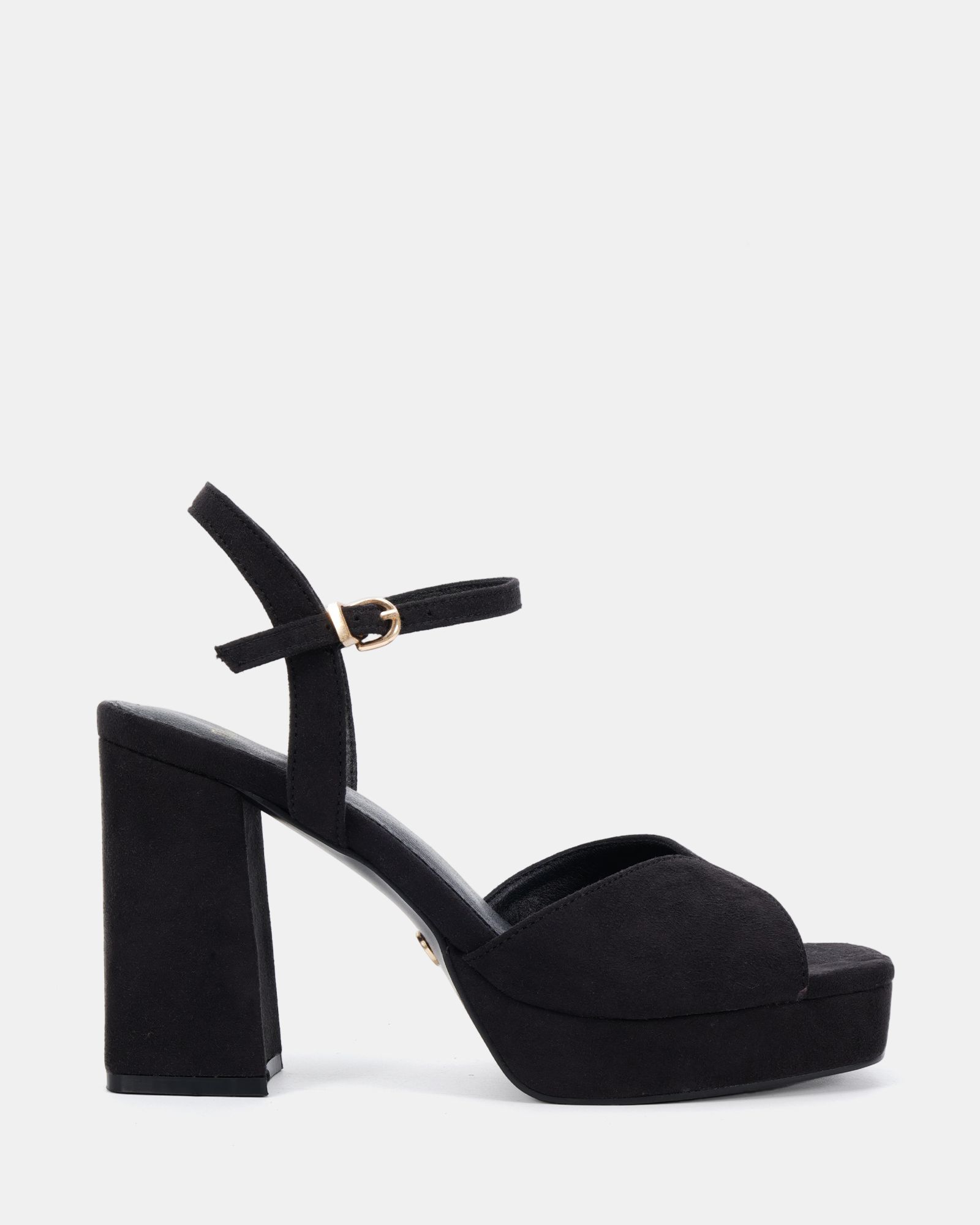 Wide Fit Lucie Black Platform Block Heel Sandal