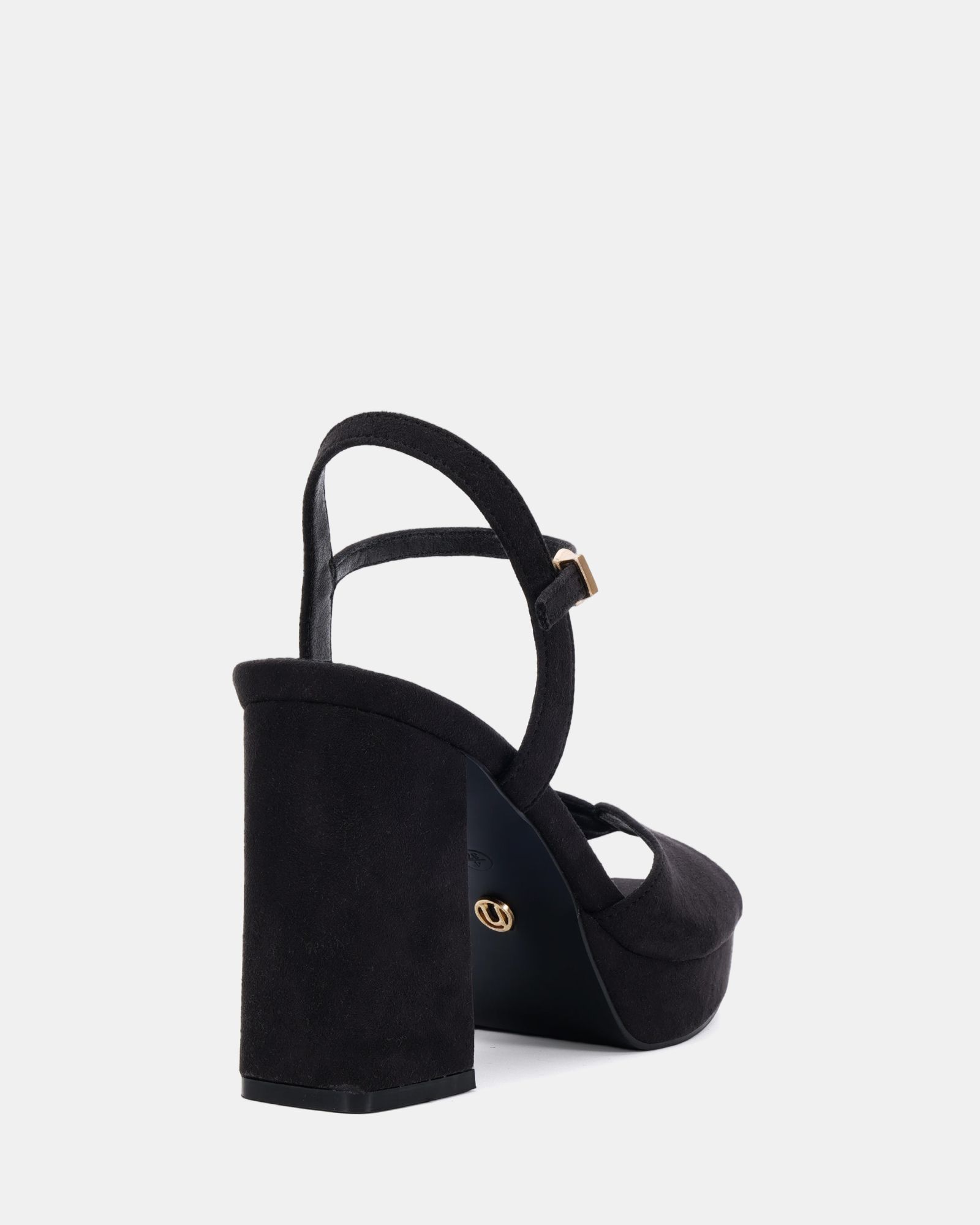 Wide Fit Lucie Black Platform Block Heel Sandal