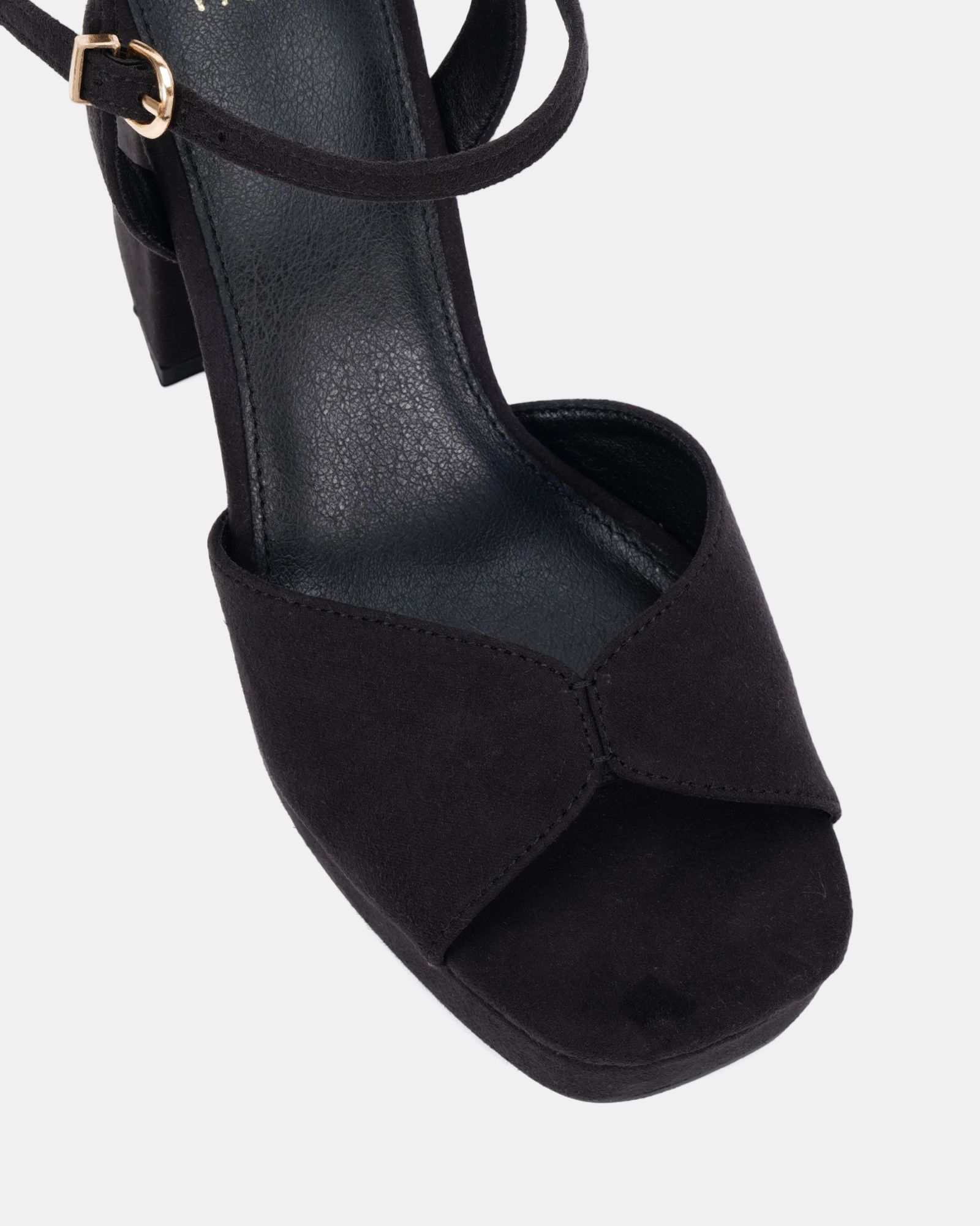 Wide Fit Lucie Black Platform Block Heel Sandal