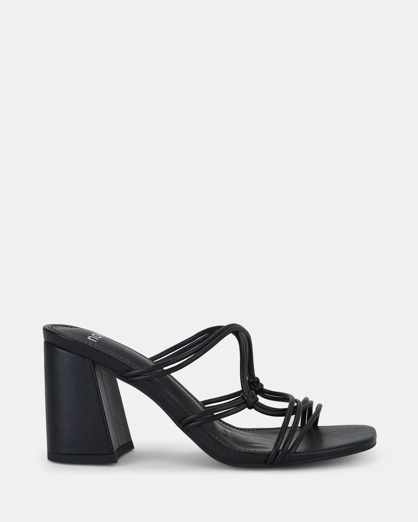 LUCKIE Black Block Heel Mules