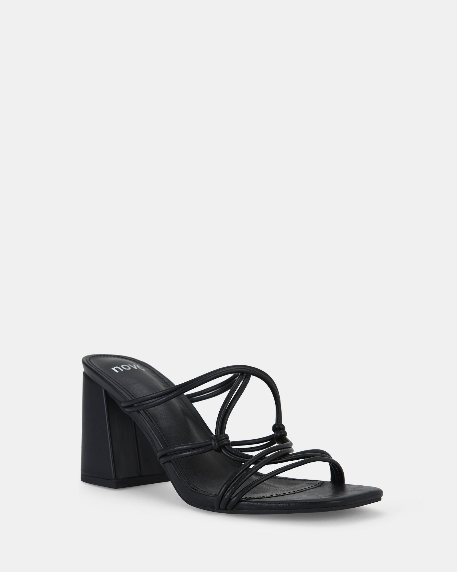 LUCKIE Black Block Heel Mules