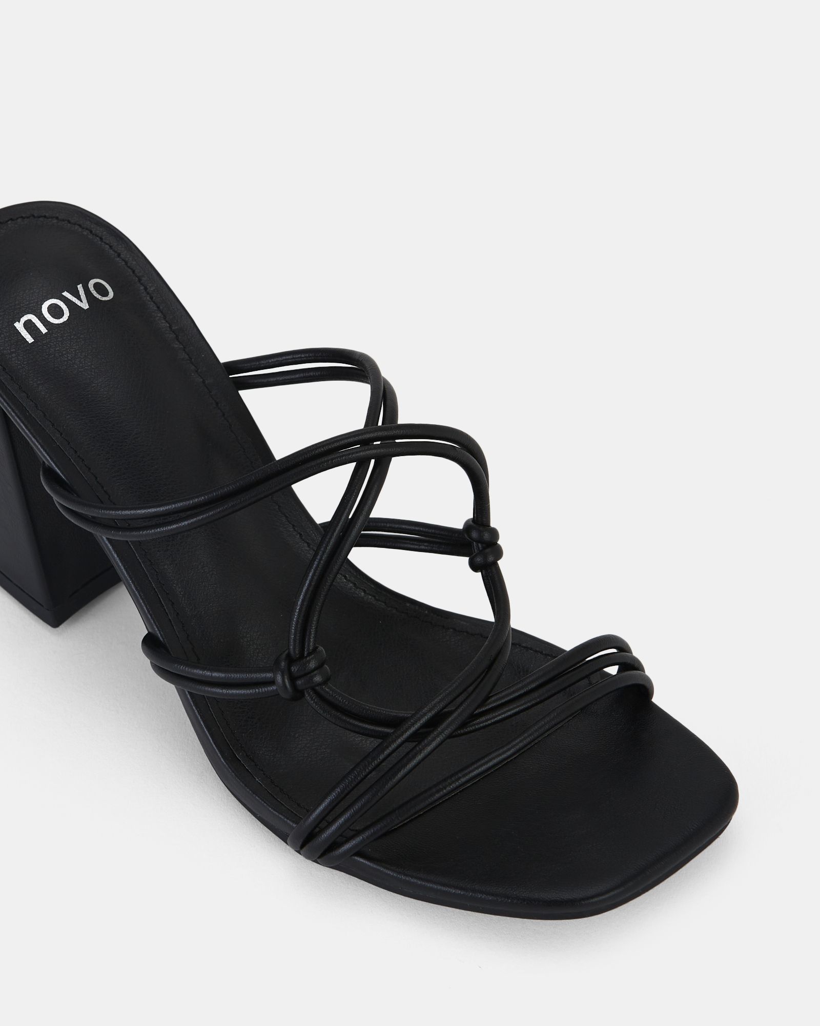 WIDE FIT LUCKIE Black Block Heel Mules