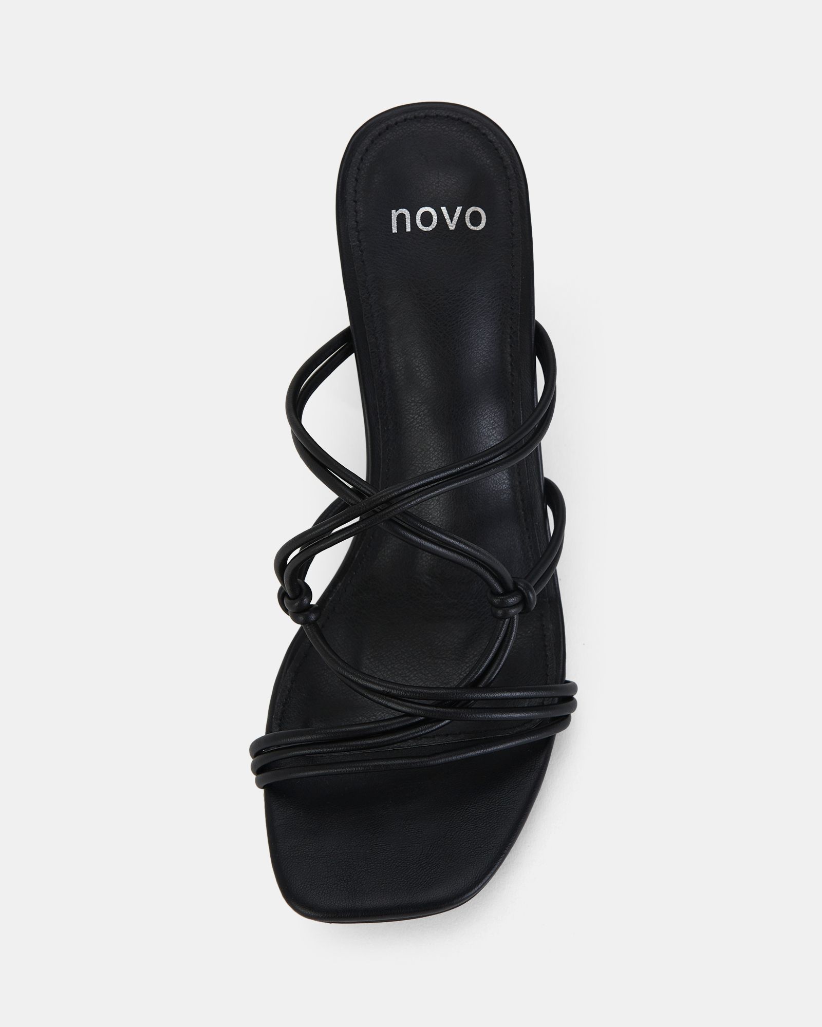 LUCKIE Black Block Heel Mules