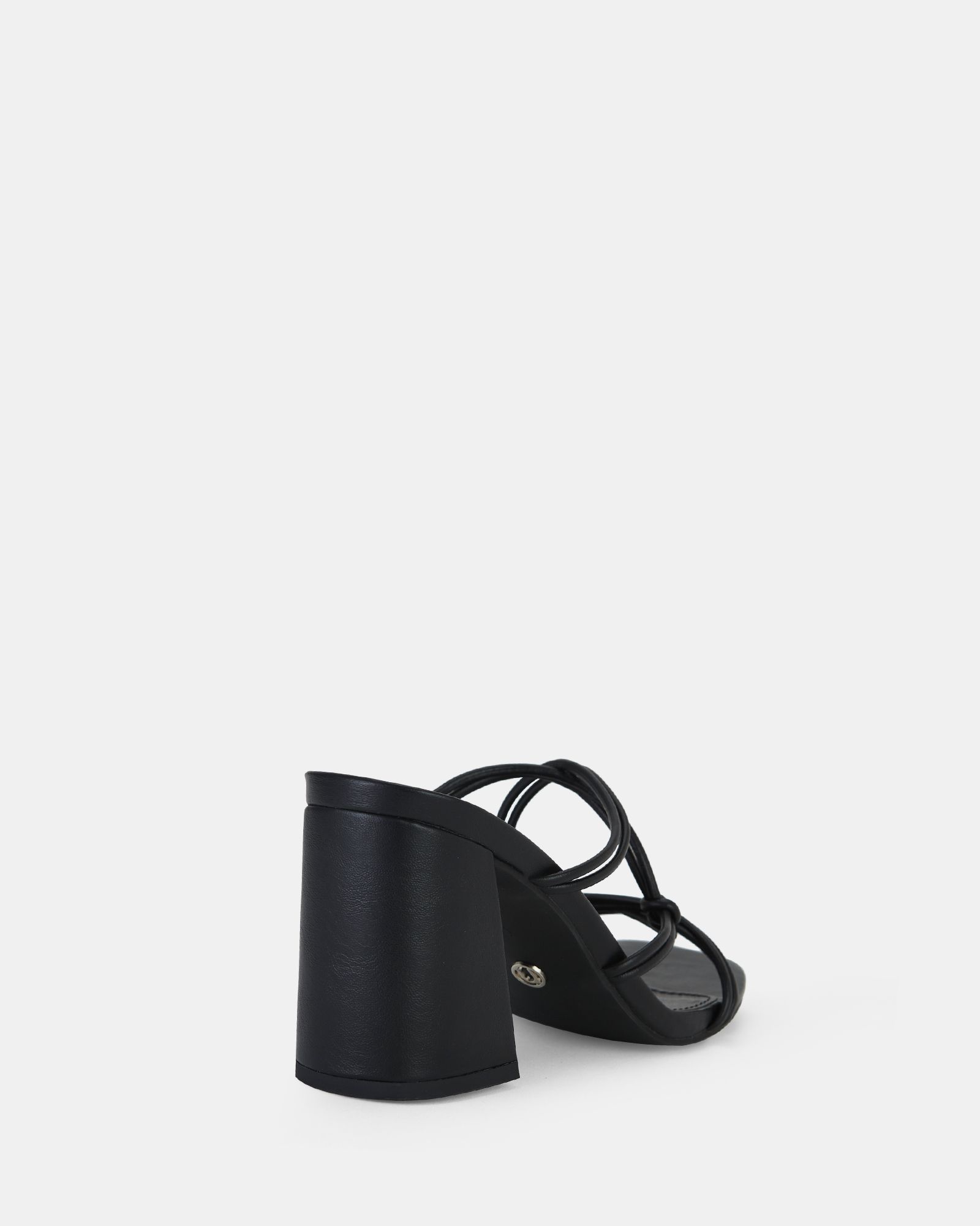 LUCKIE Black Block Heel Mules