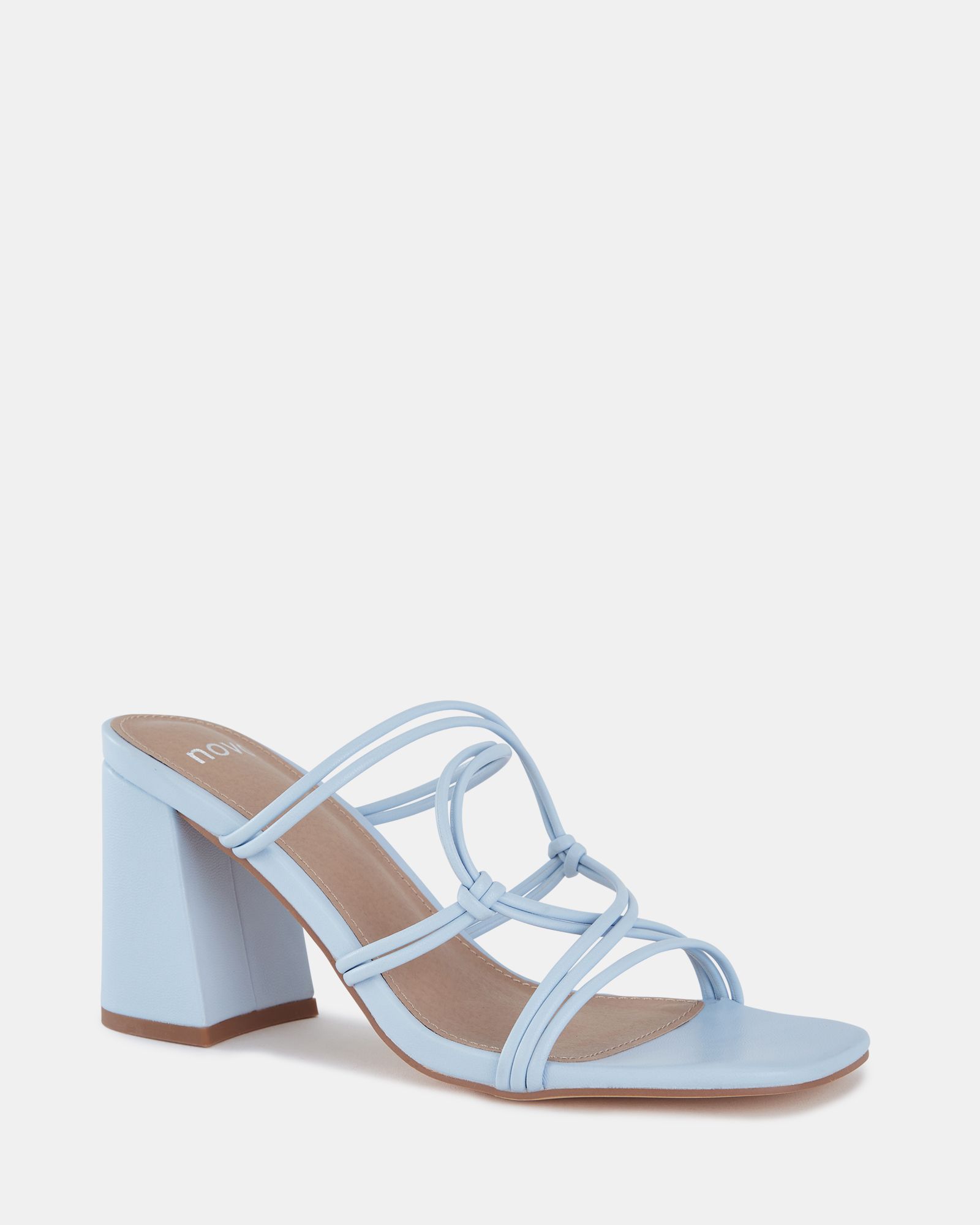 LUCKIE Blue Block Heel Mules