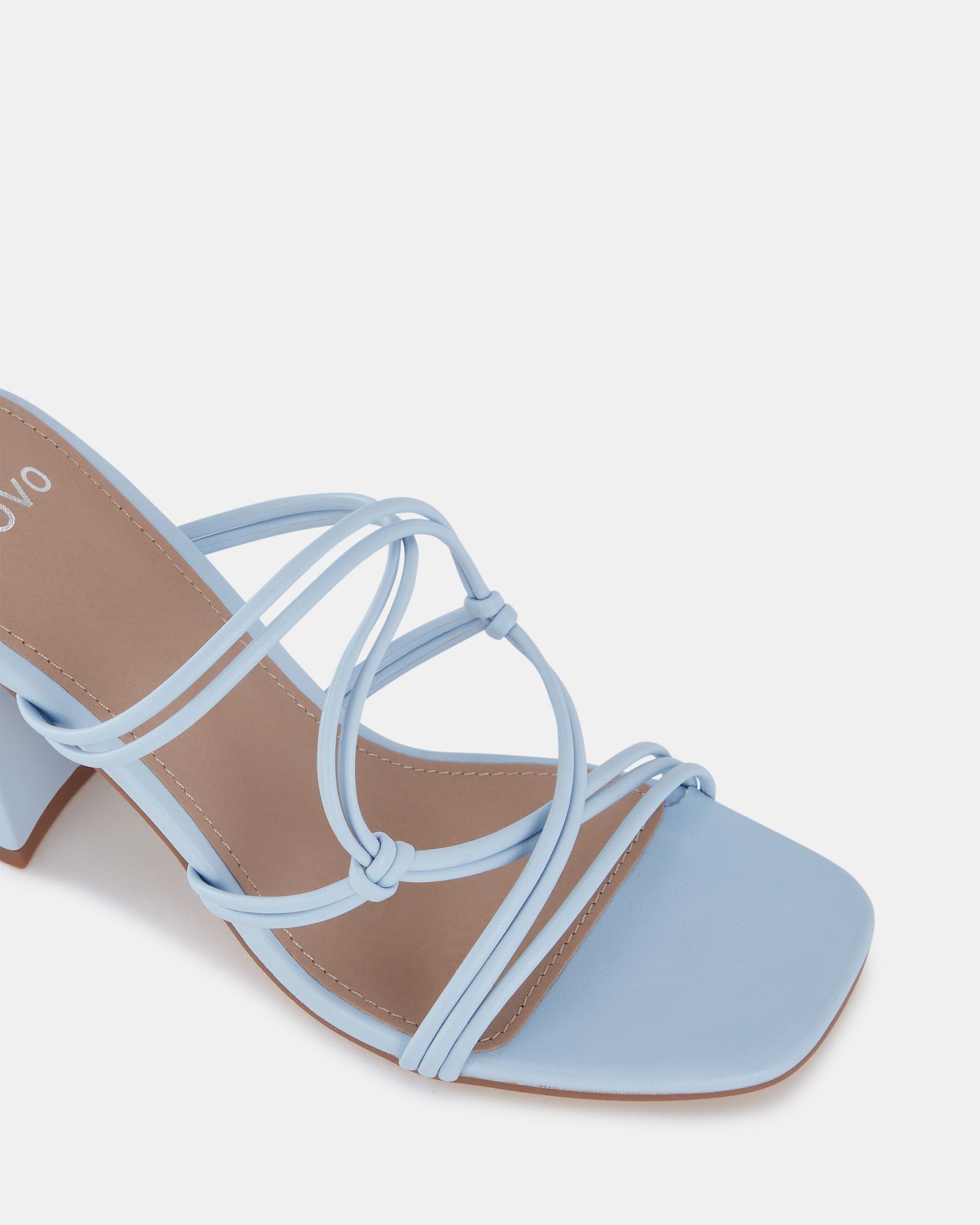 LUCKIE Blue Block Heel Mules