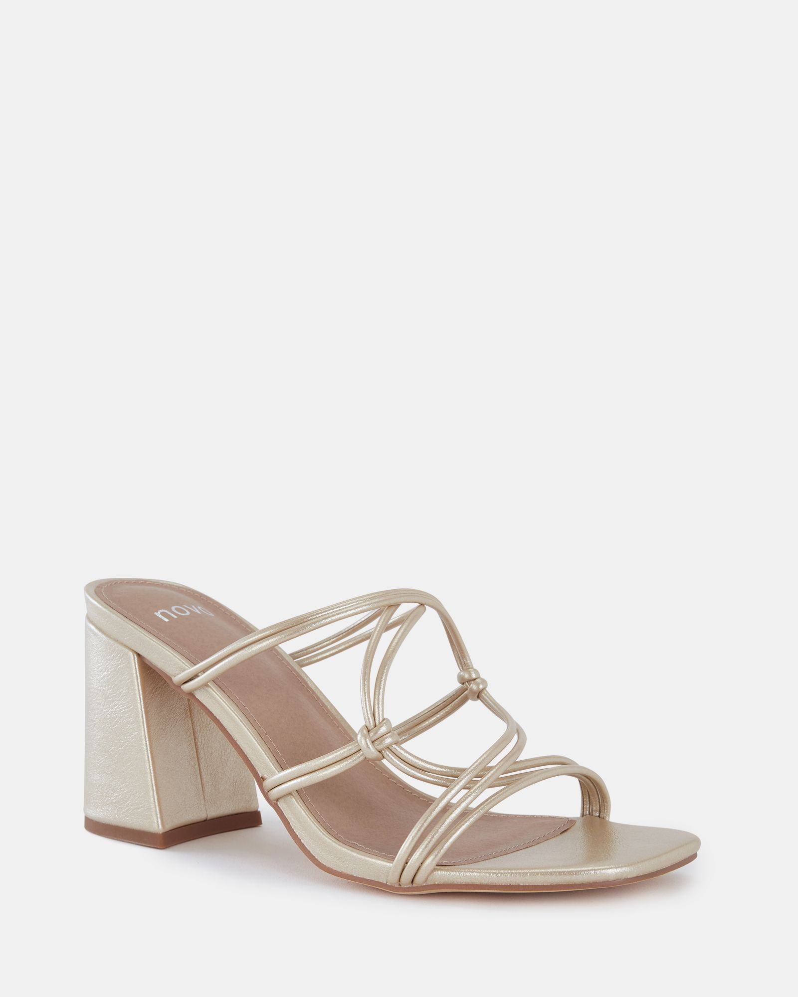 WIDE FIT LUCKIE Gold Block Heel Mules