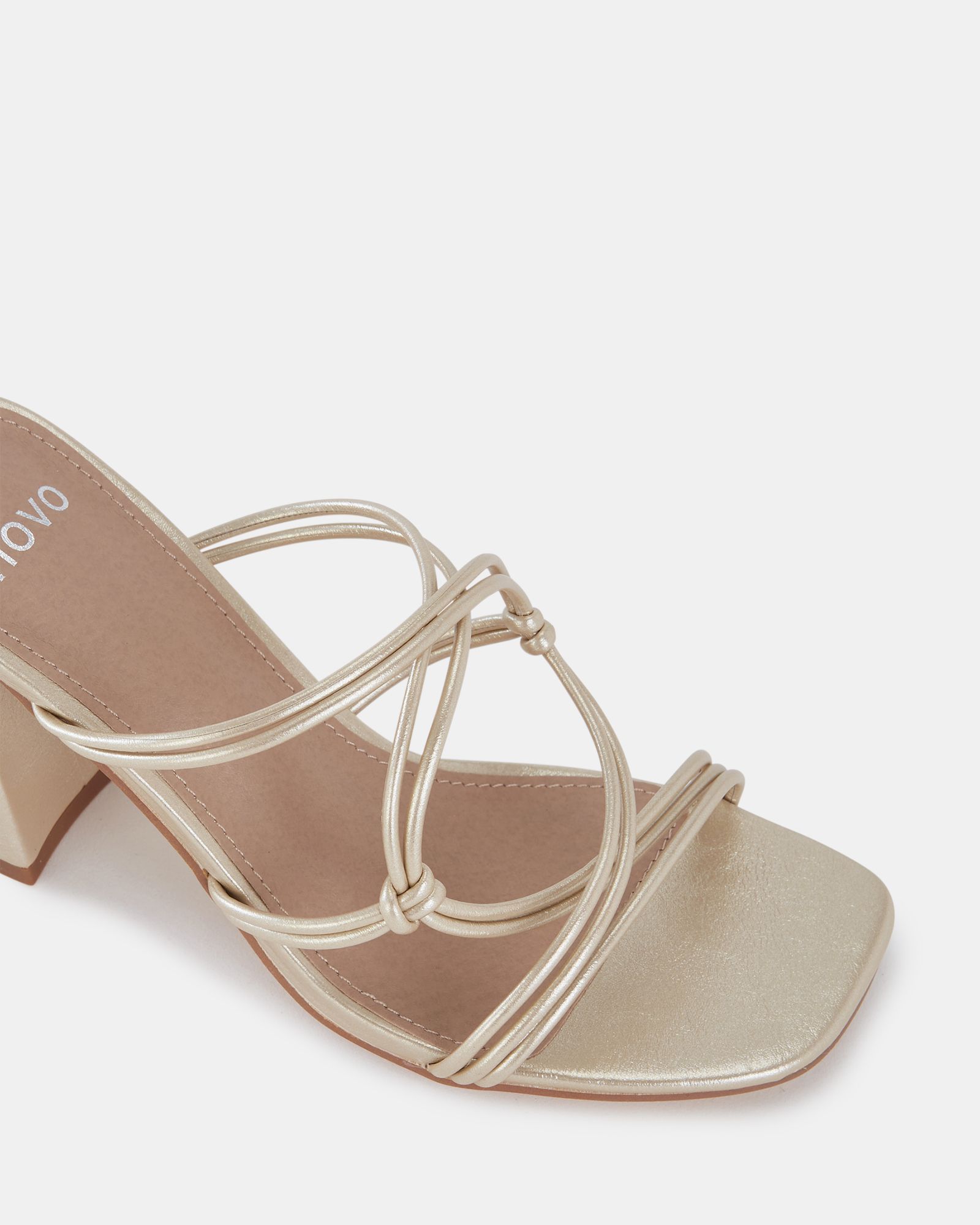 WIDE FIT LUCKIE Gold Block Heel Mules