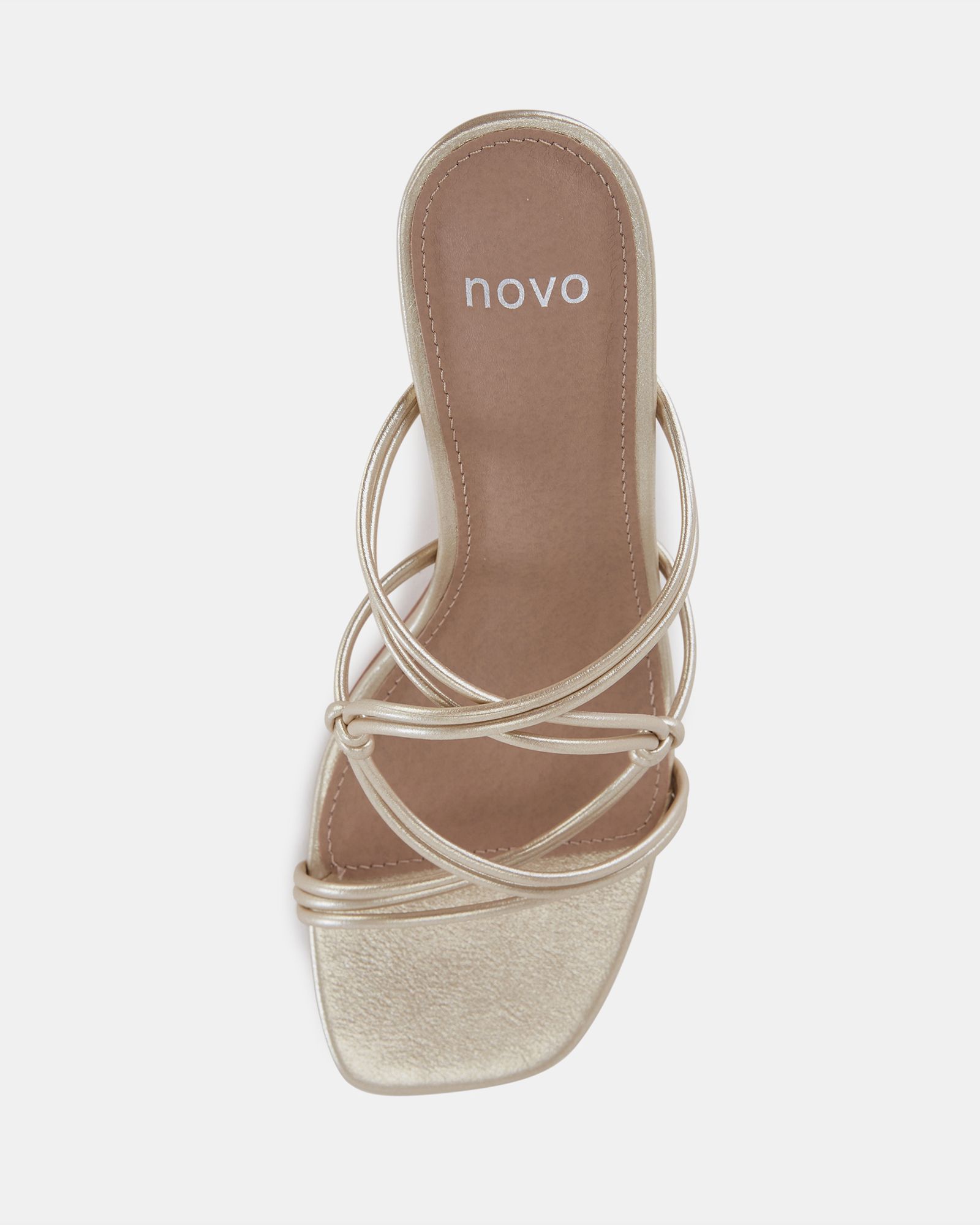 LUCKIE Gold Block Heel Mules