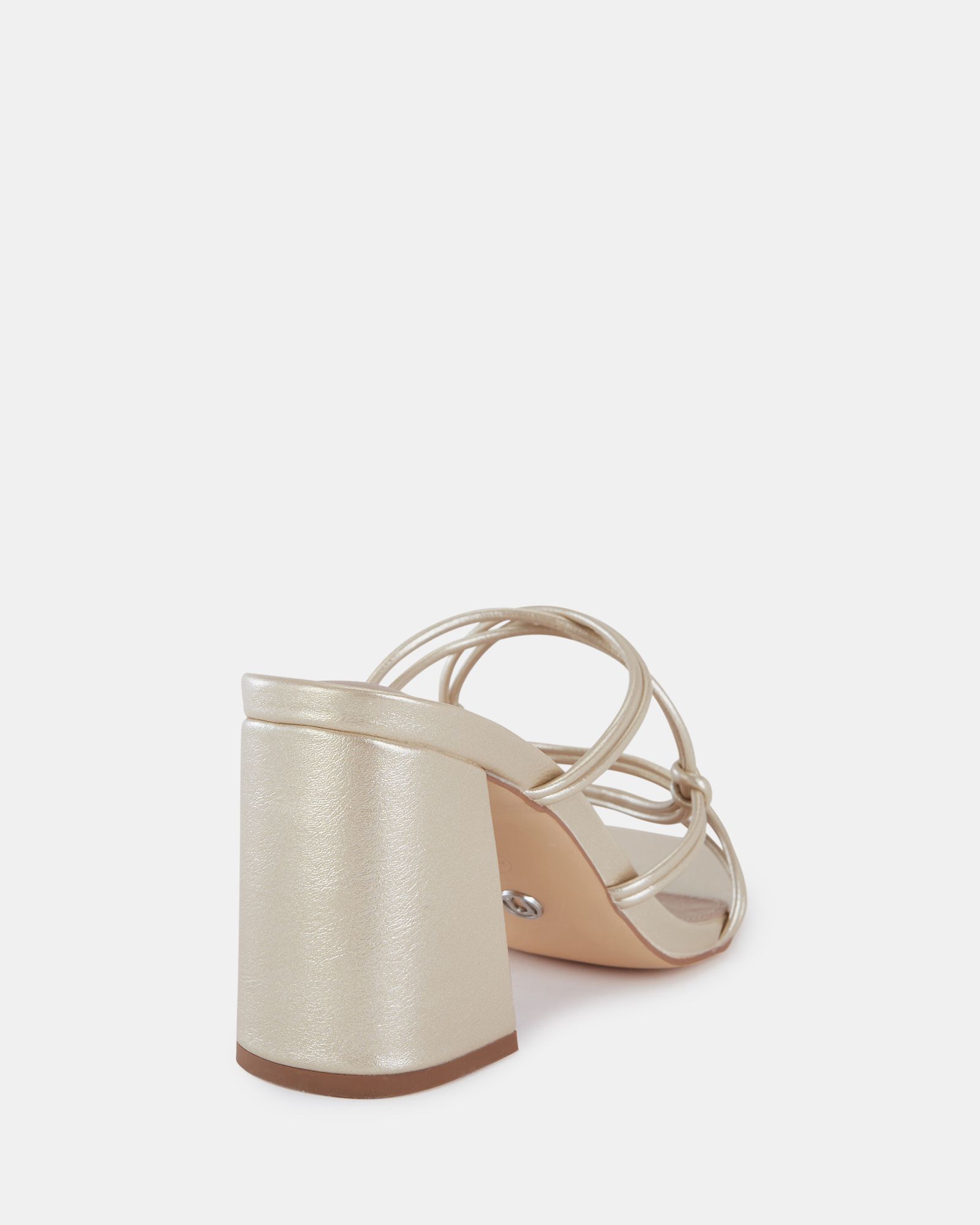 LUCKIE Gold Block Heel Mules