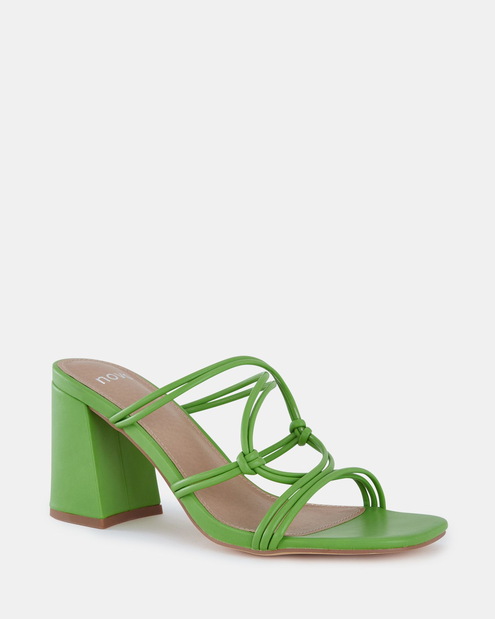 LUCKIE Green Block Heel Mules