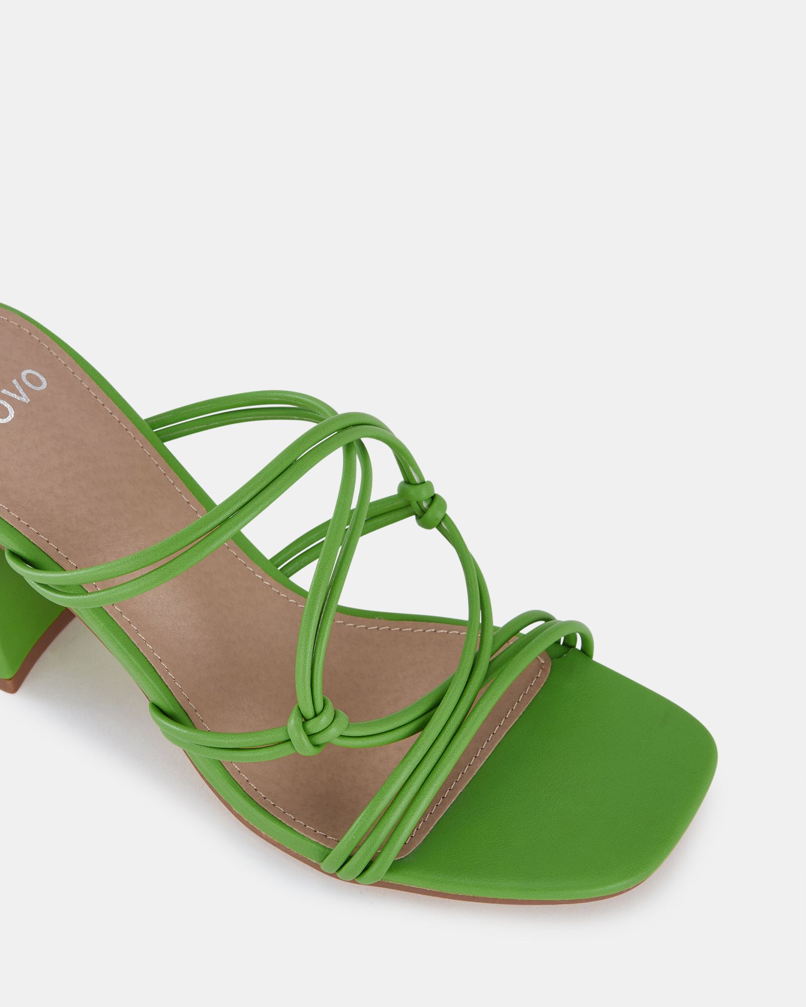 LUCKIE Green Block Heel Mules