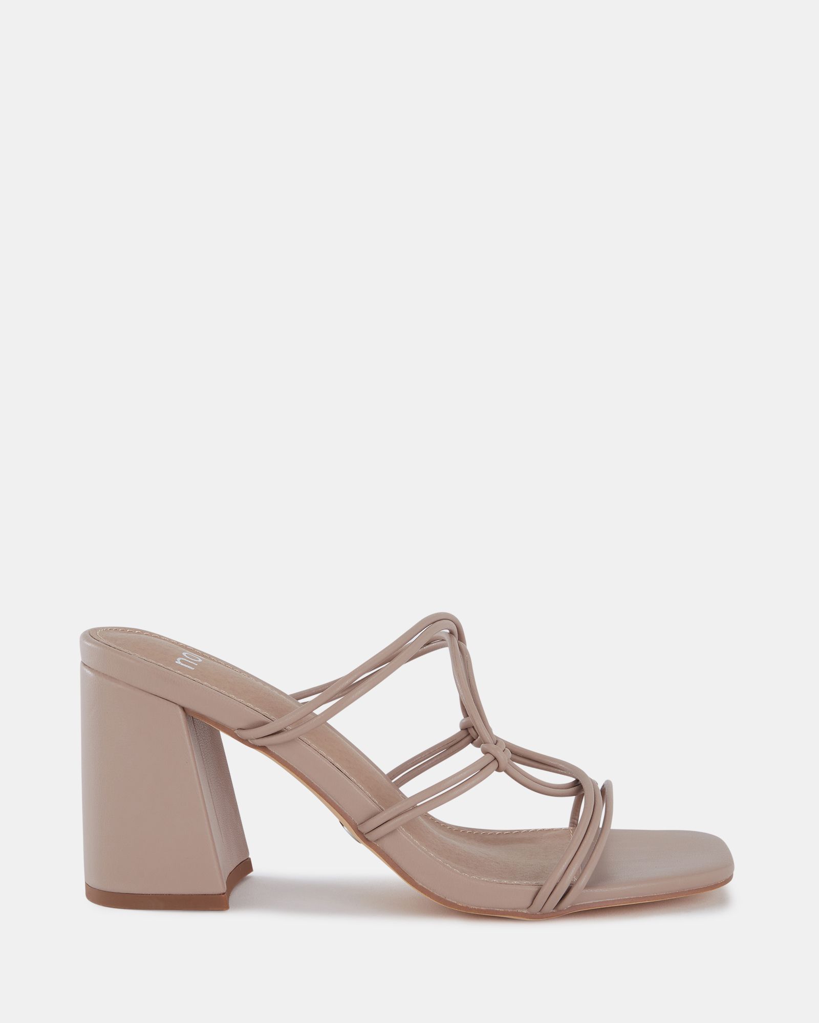 WIDE FIT LUCKIE Nude Block Heel Mules