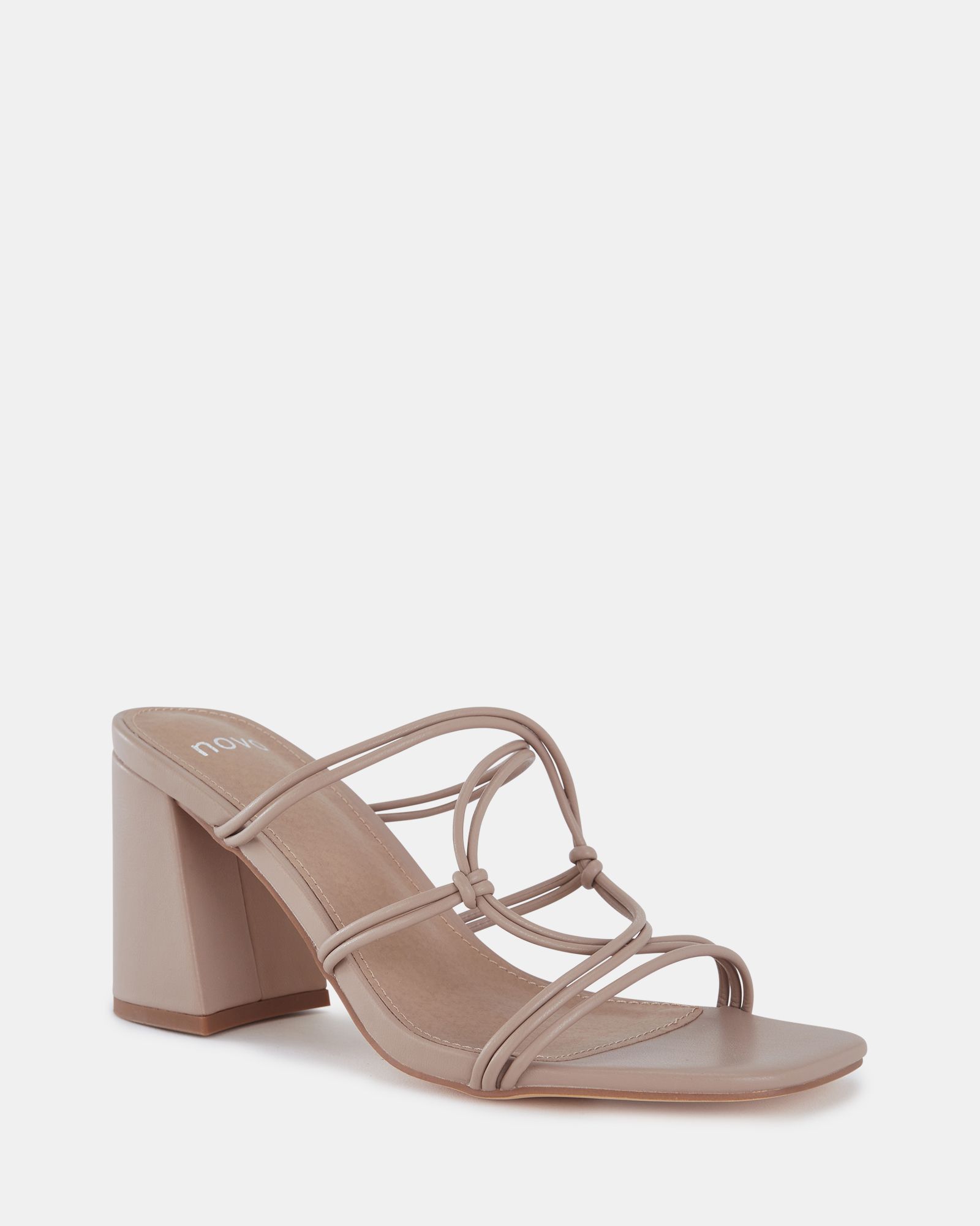 LUCKIE Nude Block Heel Mules