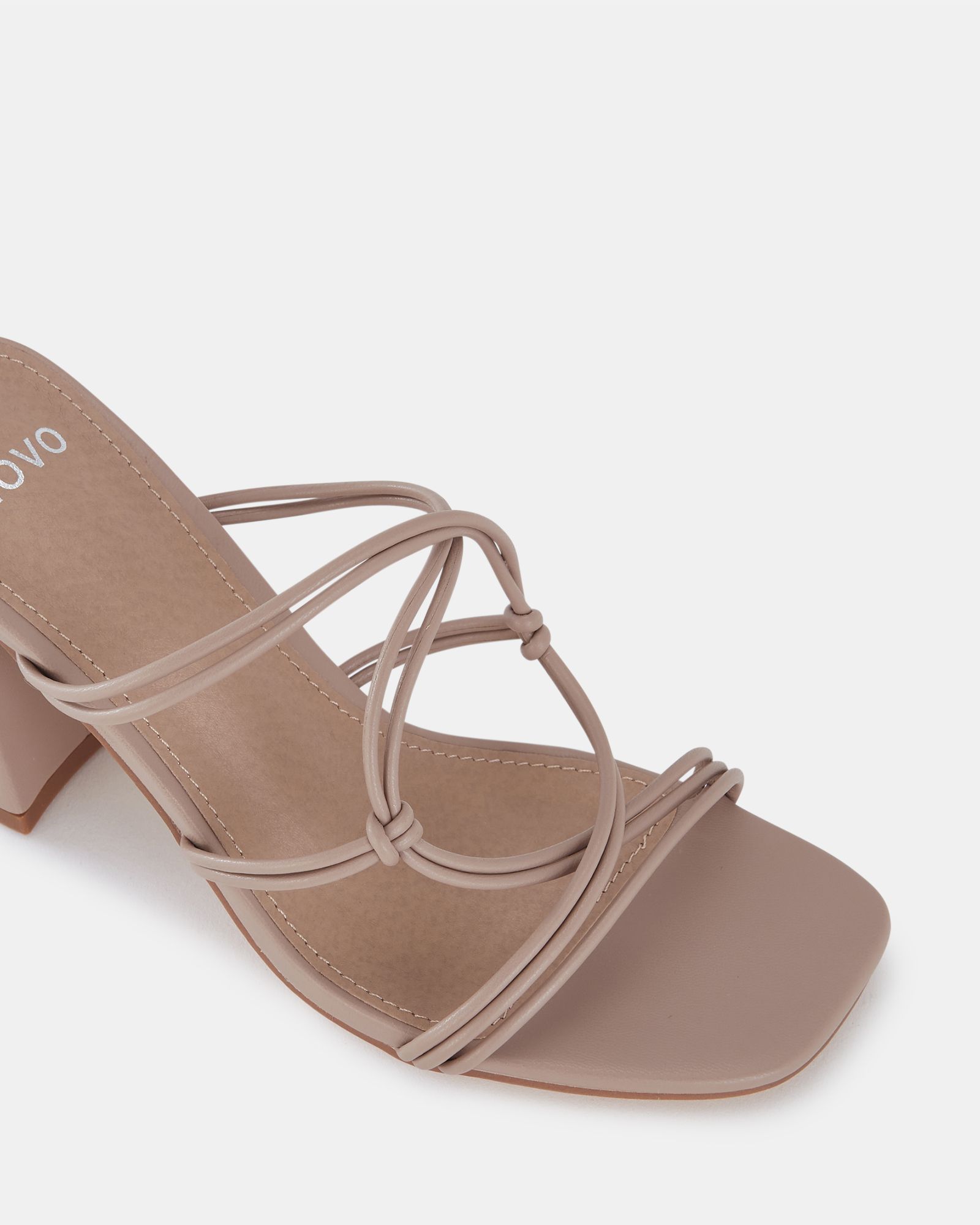 WIDE FIT LUCKIE Nude Block Heel Mules