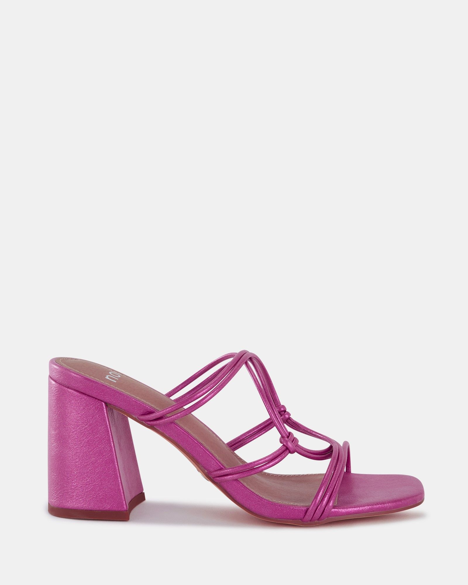 LUCKIE Pink Block Heel Mules