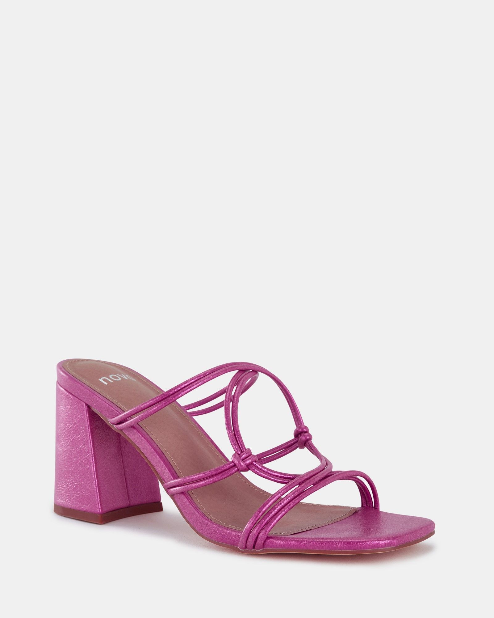 LUCKIE Pink Block Heel Mules