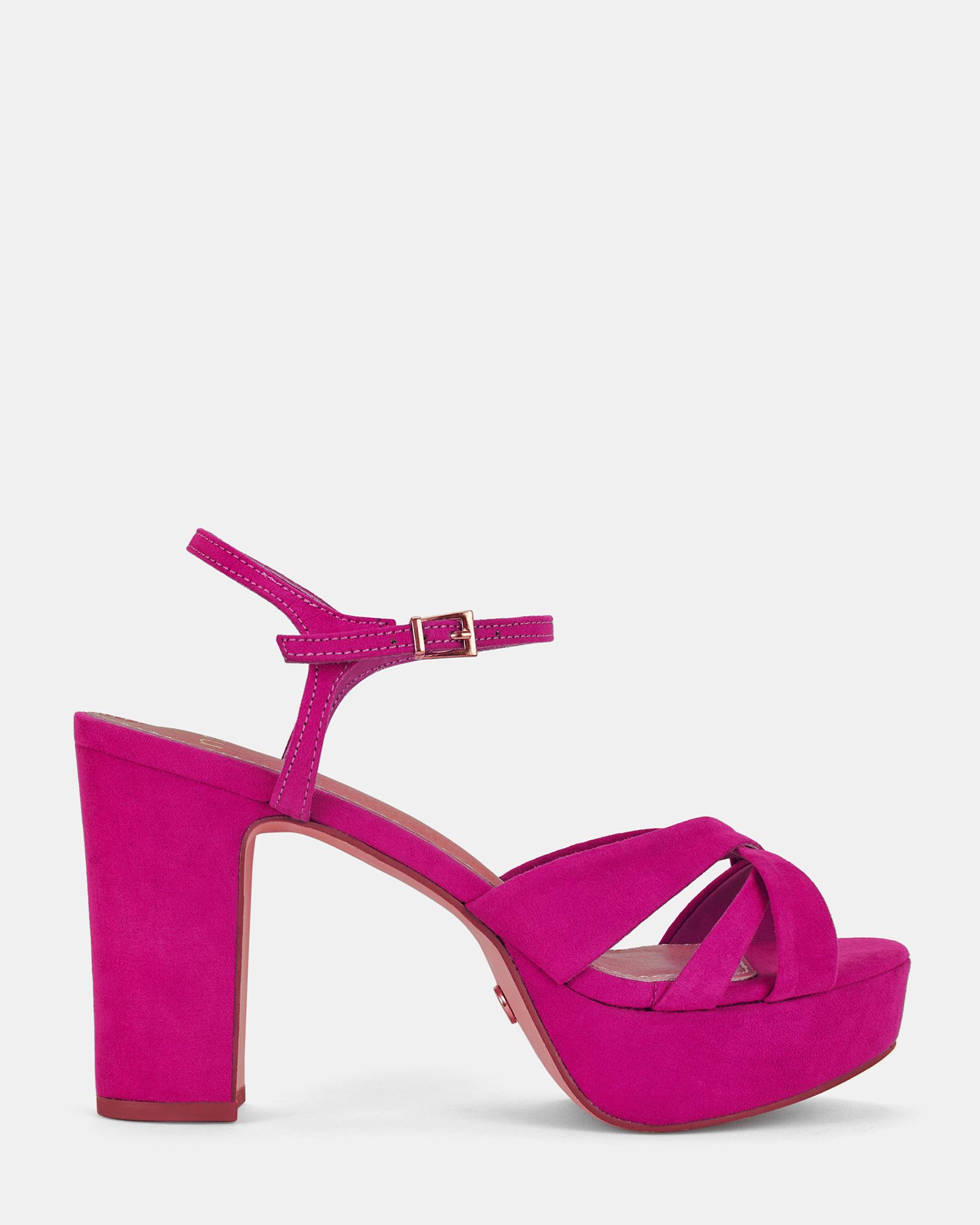 Luella Pink Block Heel Platform Ankle Strap Sandal Heels