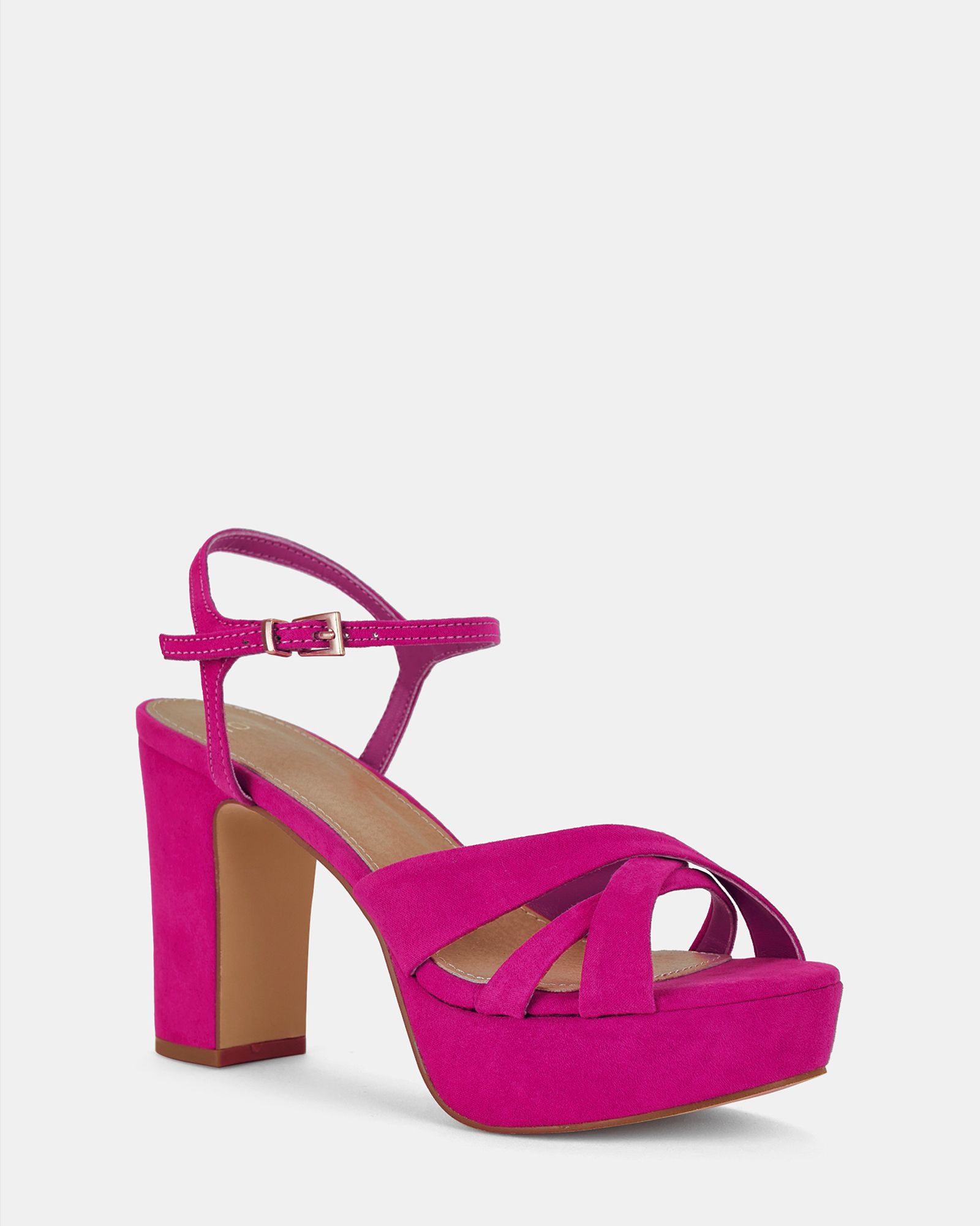Luella Pink Block Heel Platform Ankle Strap Sandal Heels