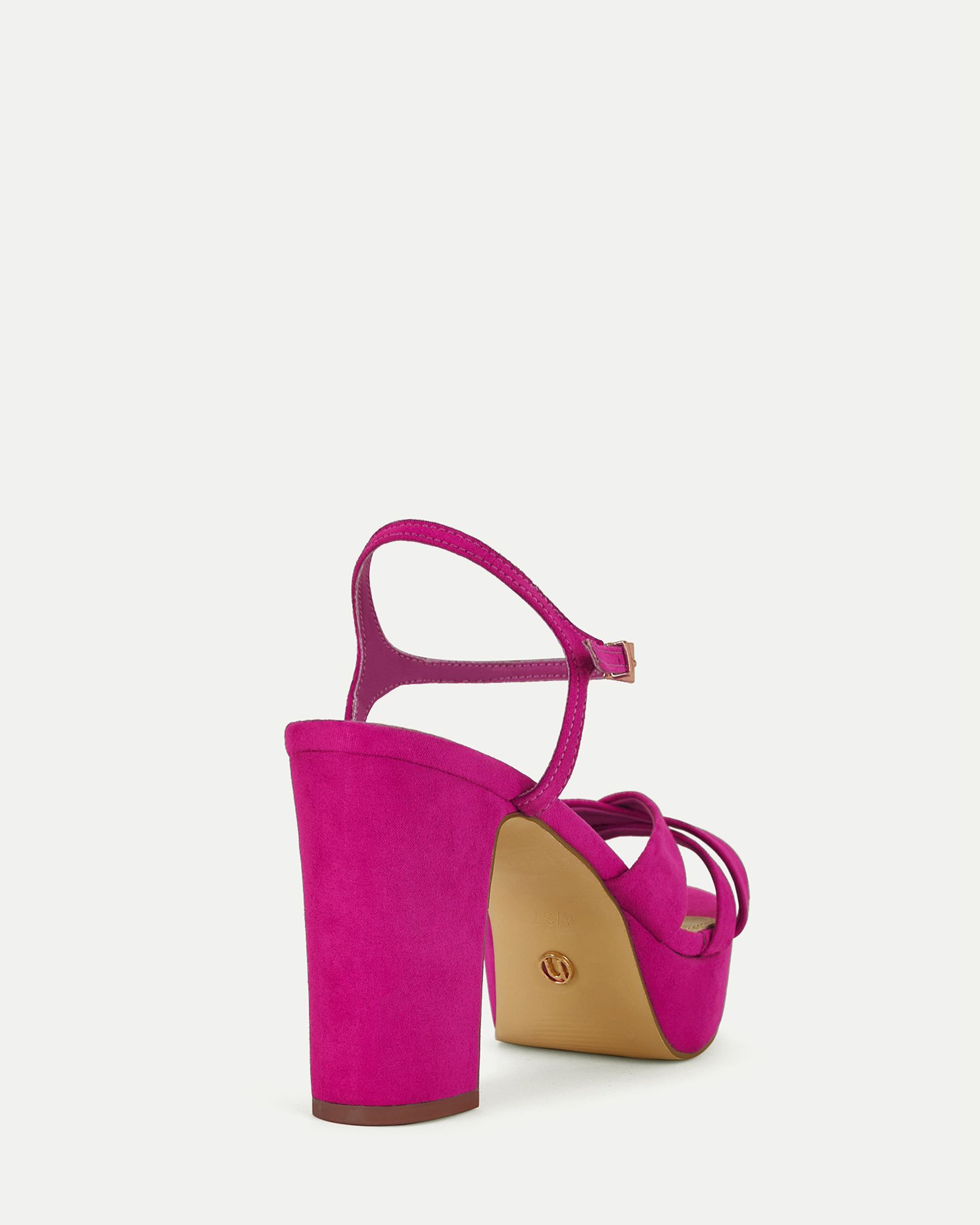Luella Pink Block Heel Platform Ankle Strap Sandal Heels