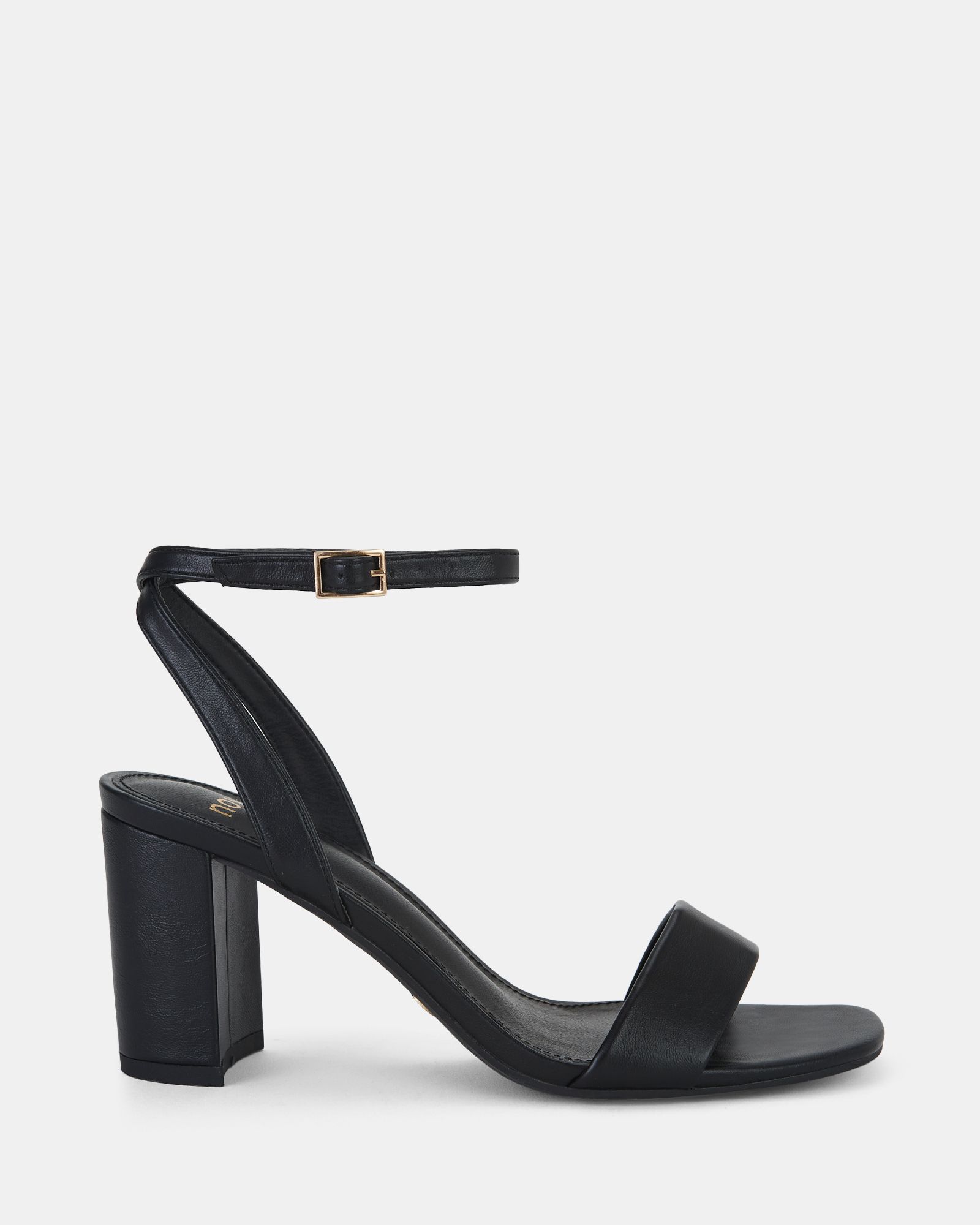 WIDE FIT MARTINEZ Black Block Heel Sandal