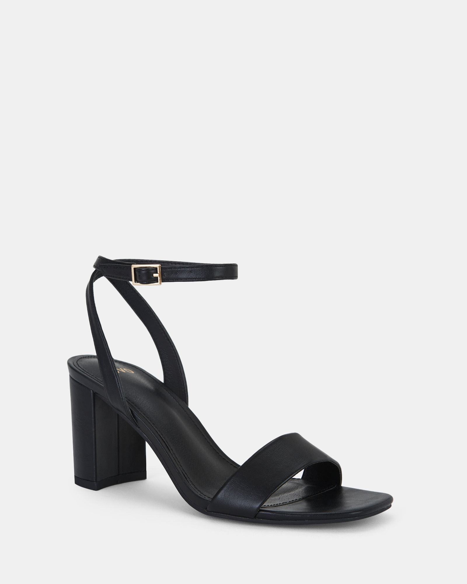 WIDE FIT MARTINEZ Black Block Heel Sandal